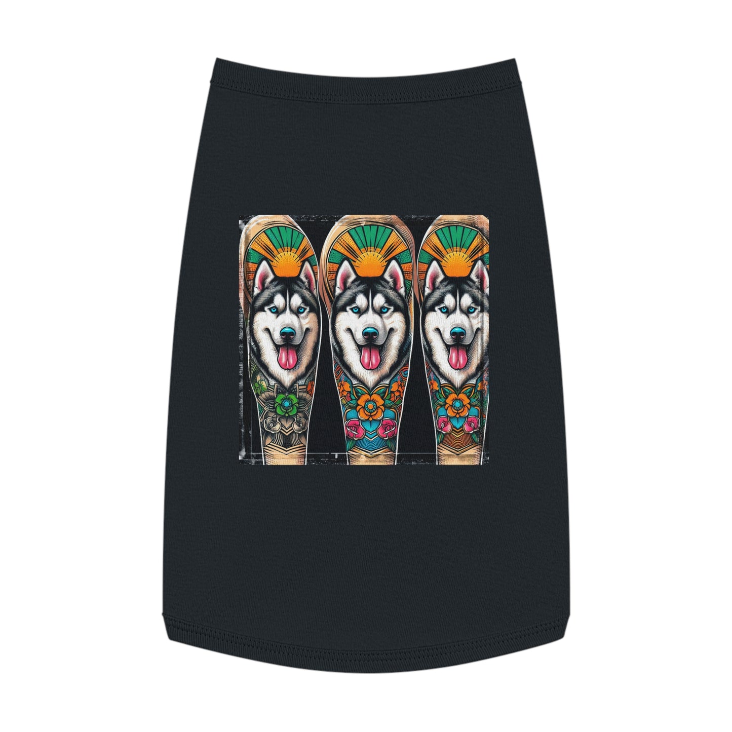 Pet Tank Top Husky fun tattoo Pets Printify L Black