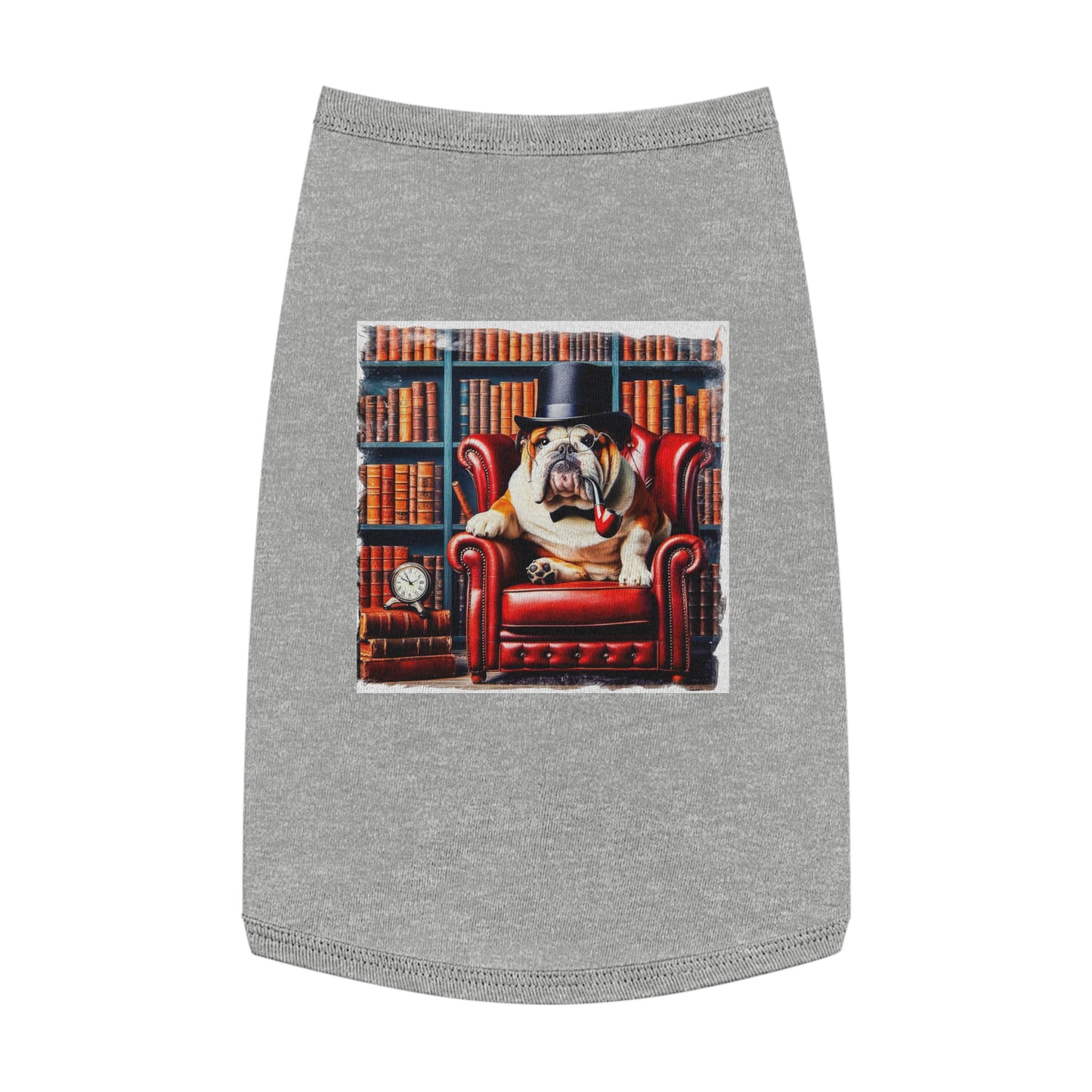 Pet Tank Top Bulldog pipe smoking t shirt Pets Printify L Heather