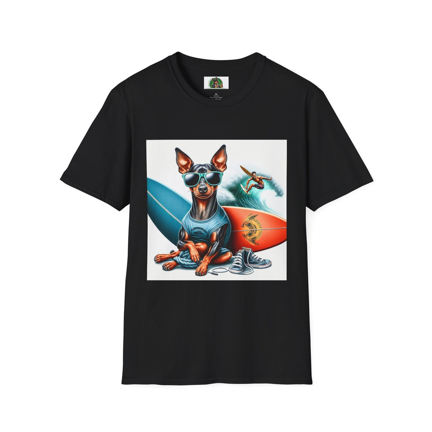 Min Pin T-Shirt surfing boy T-Shirt Printify XS Black