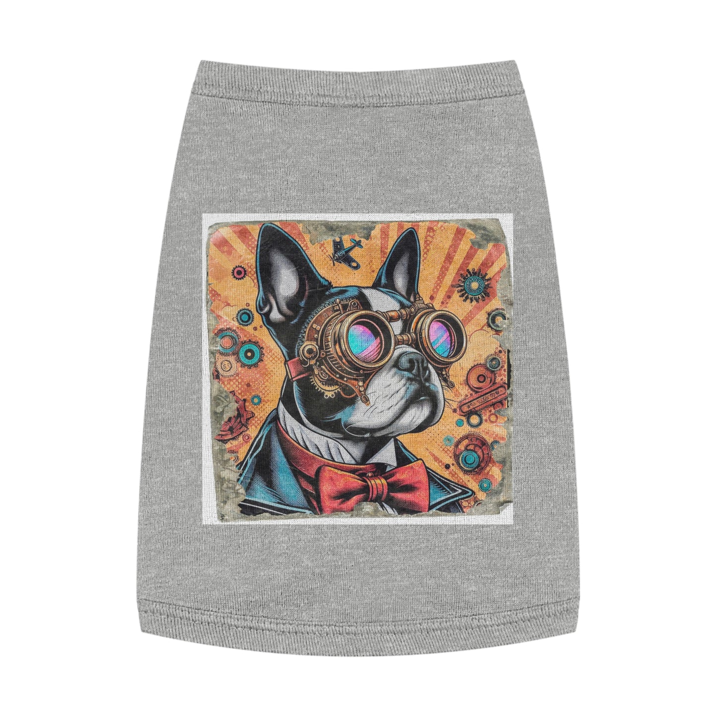 Pet Tank Top Boston Terrier Steampunk Dog Pets Printify M Heather