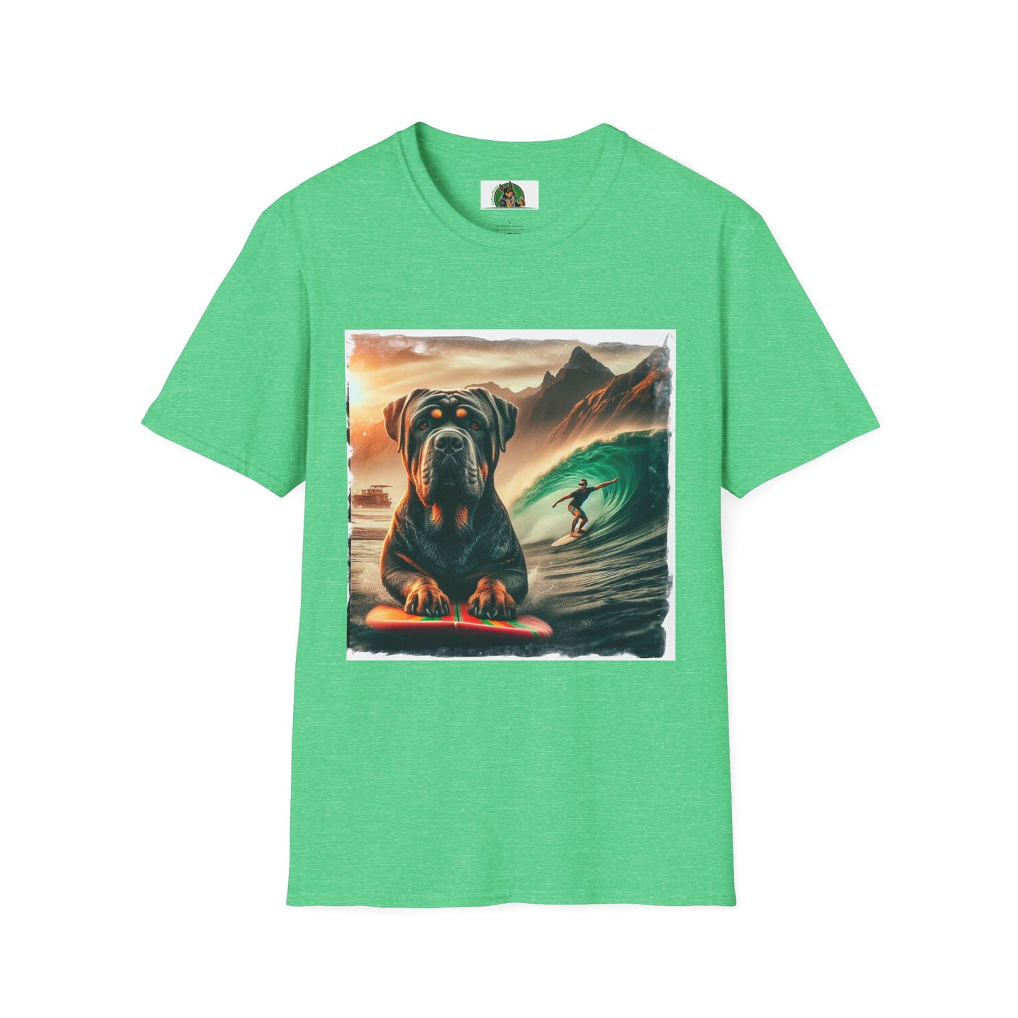 Cane Corso Surfer Dog At Beach T-Shirt Printify S Heather Irish Green