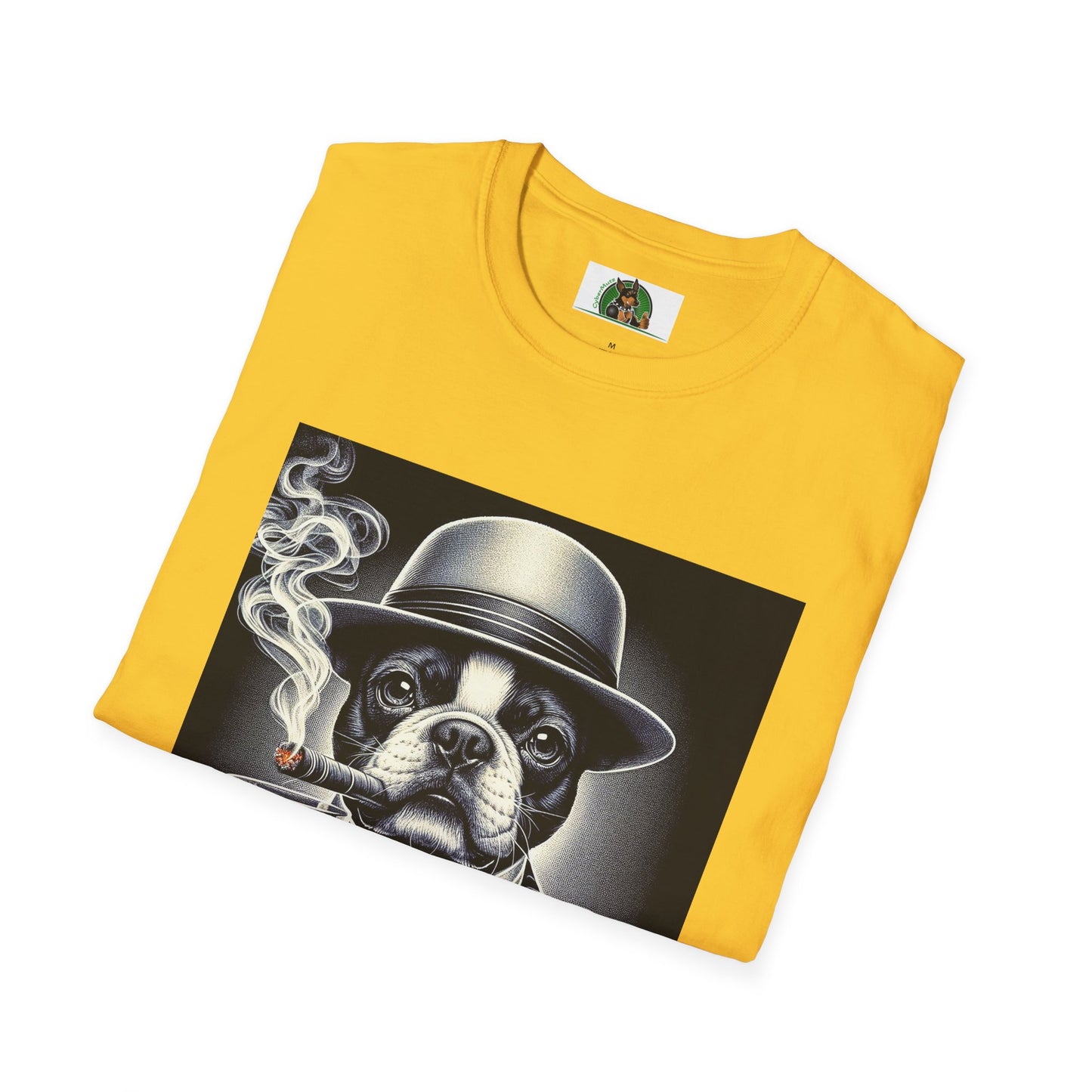 Boston Terrier Male Dog Smoking Cigar Drinking Whiskey T-Shirt Printify