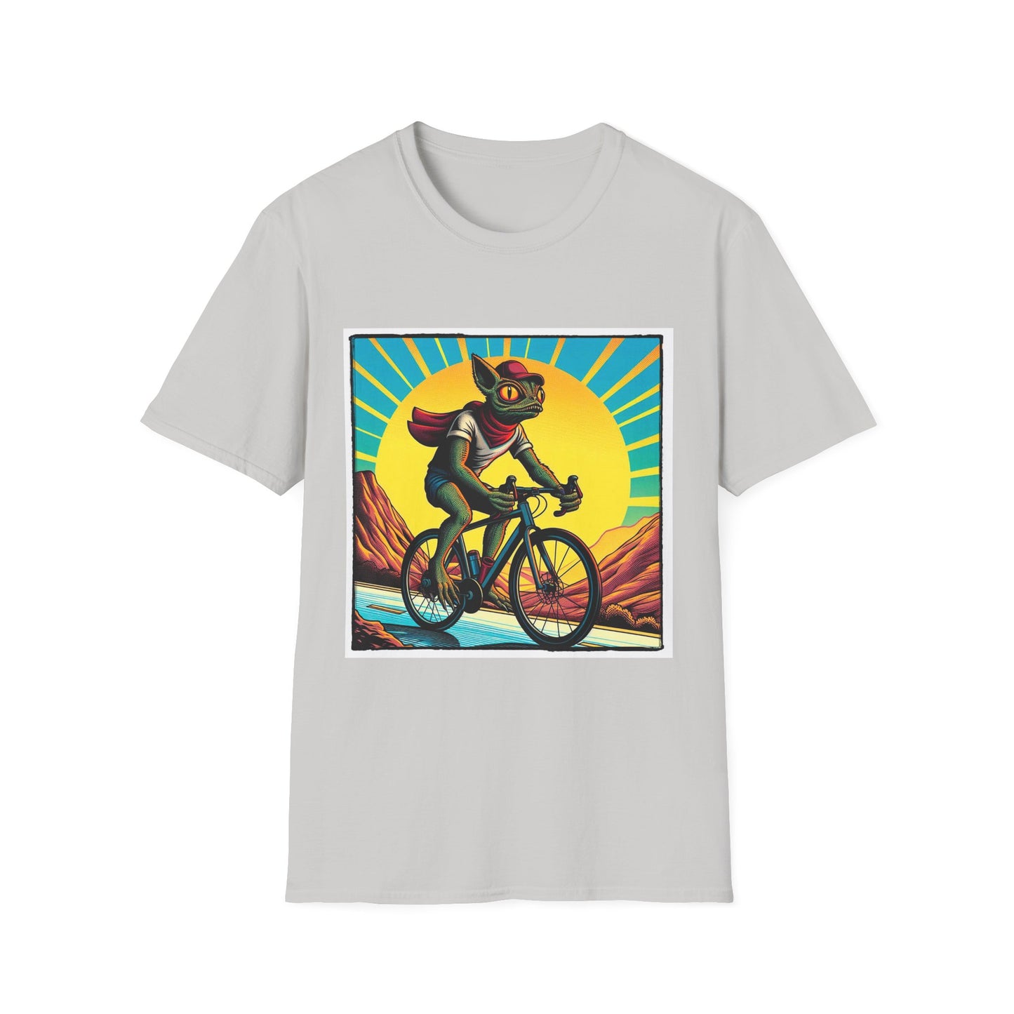 Chupacabra bike riding t shirt T-Shirt Printify S Ice Grey