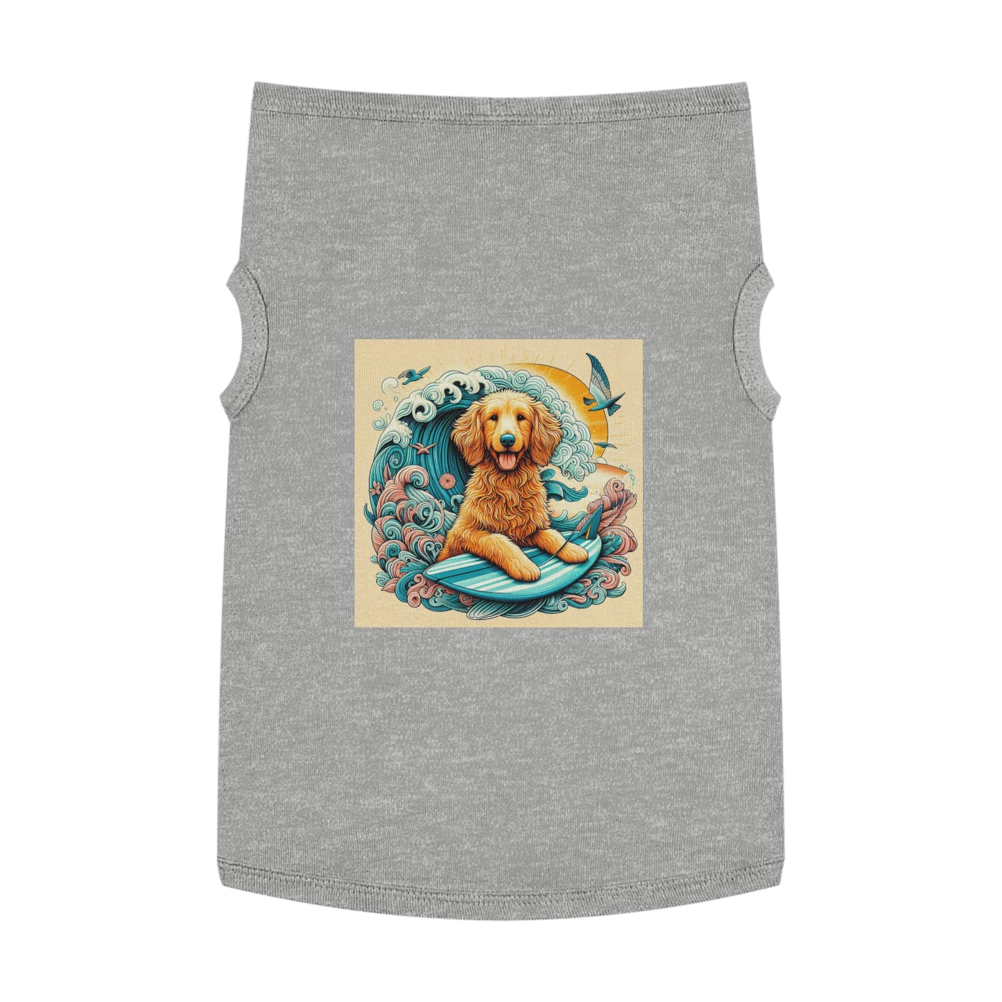 Pet Tank Golden Doodle blue waves t shirt Pets Printify XL Heather