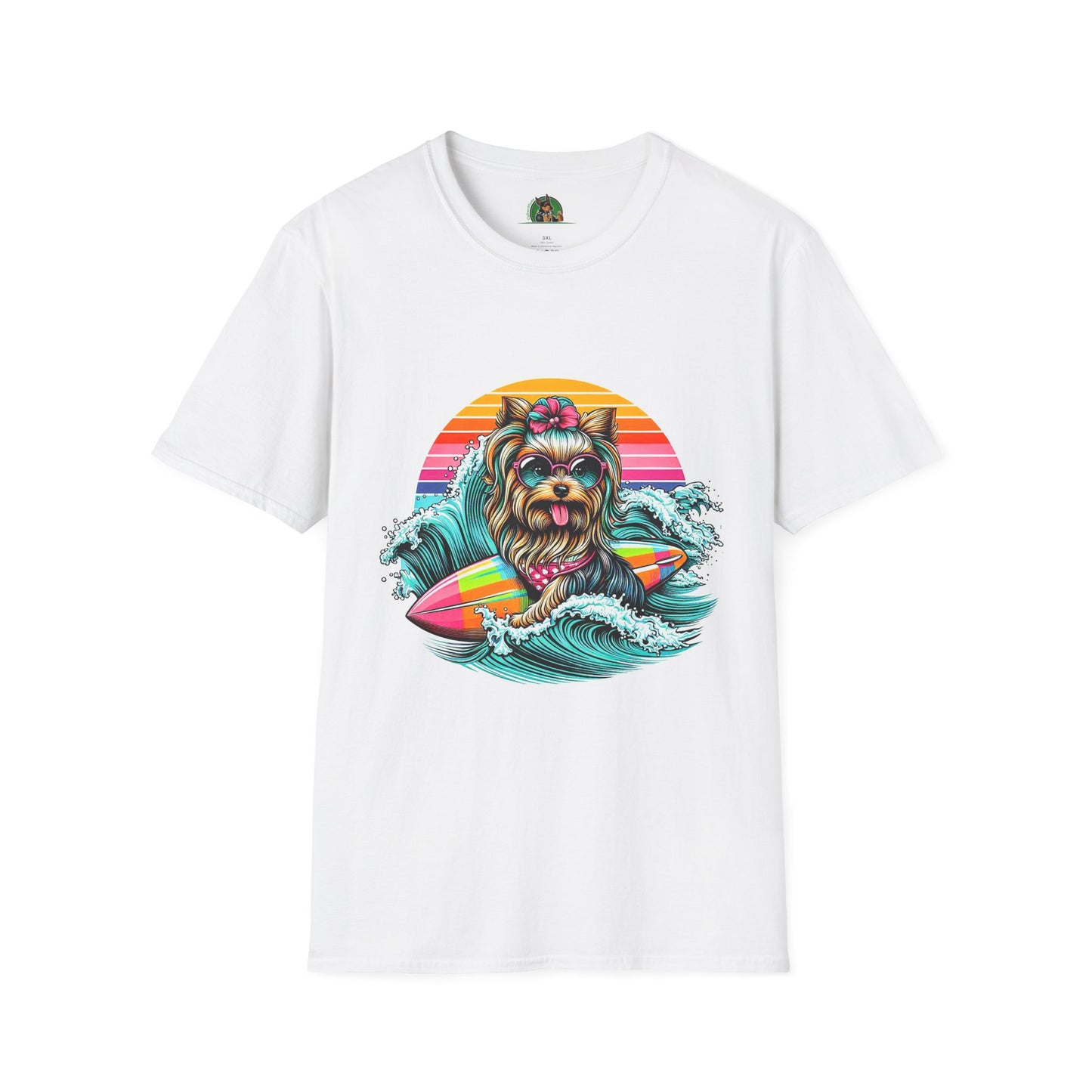 Yorkie cute girl surfer shirt T-Shirt Printify XS White