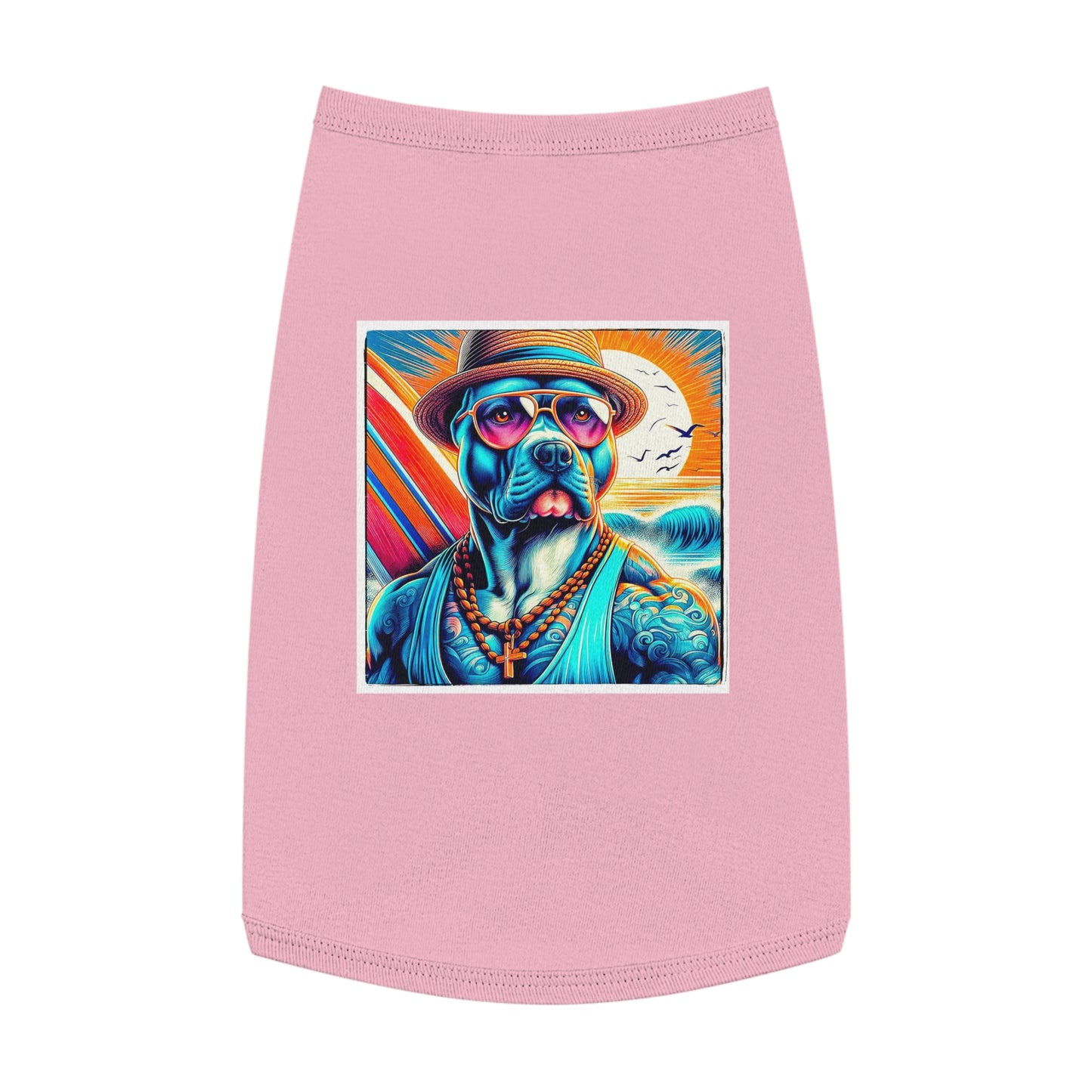 Pet Tank Top Pit Bull surfer Pets Printify L Pink