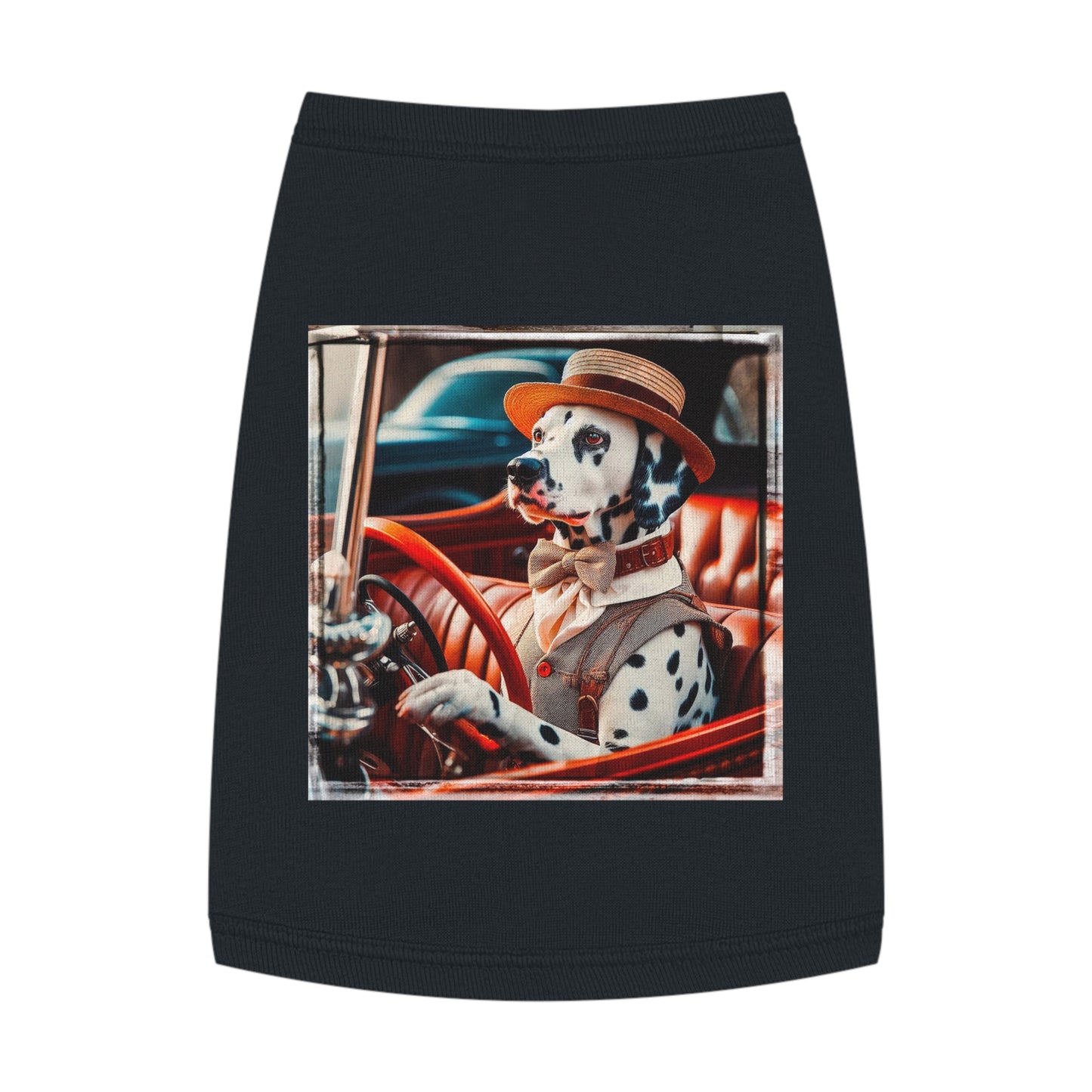 Pet Tank Top Dalmatian old time driving t shirt Pets Printify M Black