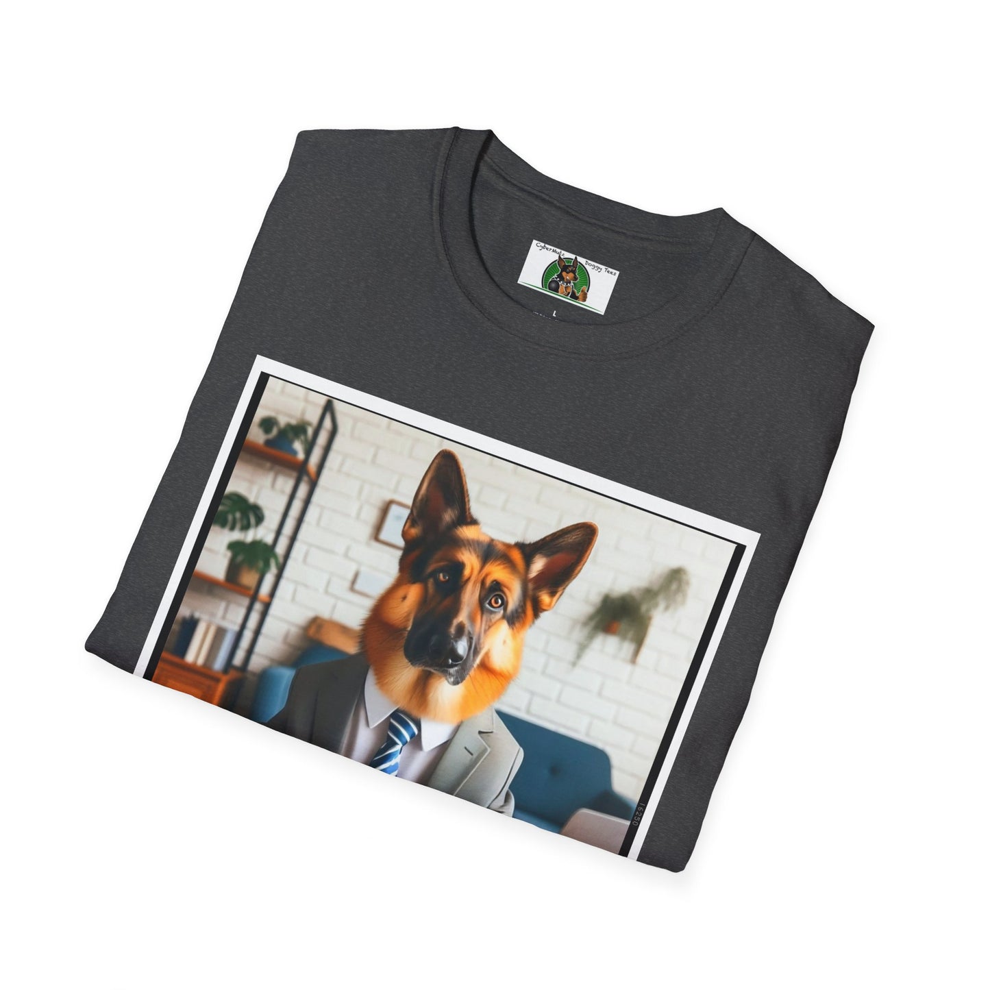 German Shepherd Dog "A Day at the Office" Unisex Softstyle T-Shirt T-Shirt Printify