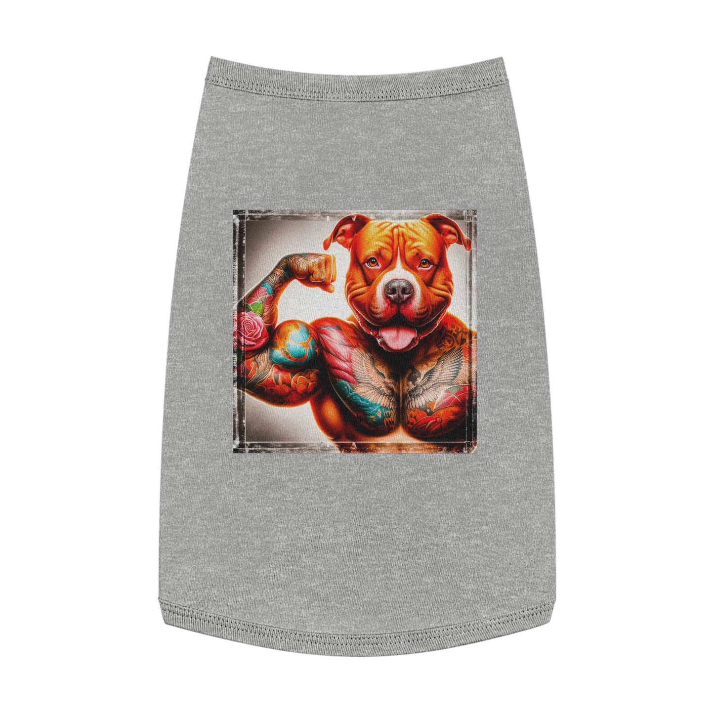 Pet Tank Top Pit Bull arm muscles Pets Printify L Heather