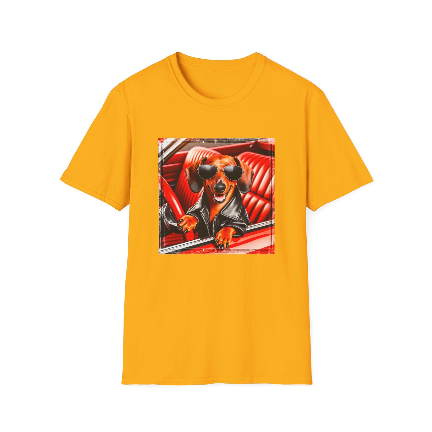 Wacky Dachshund grease lightning t shirt T-Shirt Printify S Gold