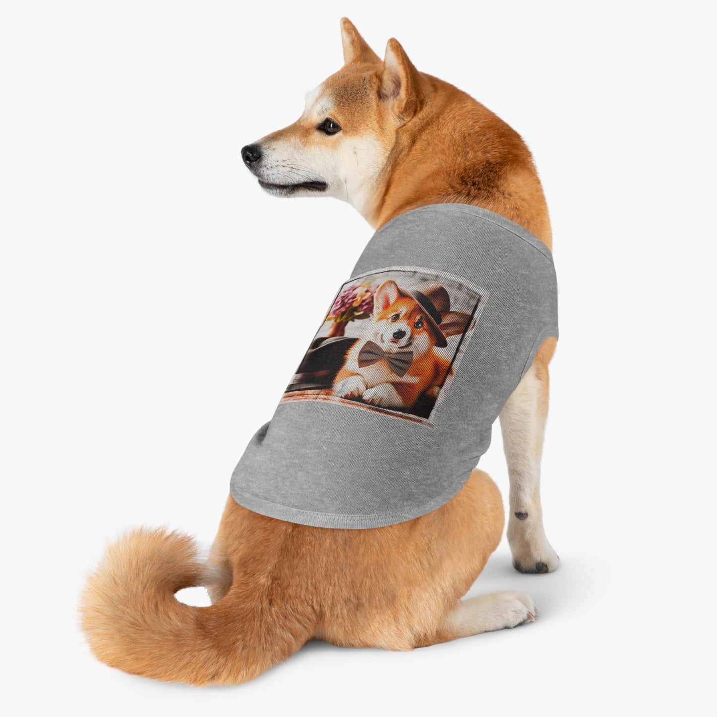 Pet Tank Top Pembroke Welsh Corgi pretty bow tie Pets Printify