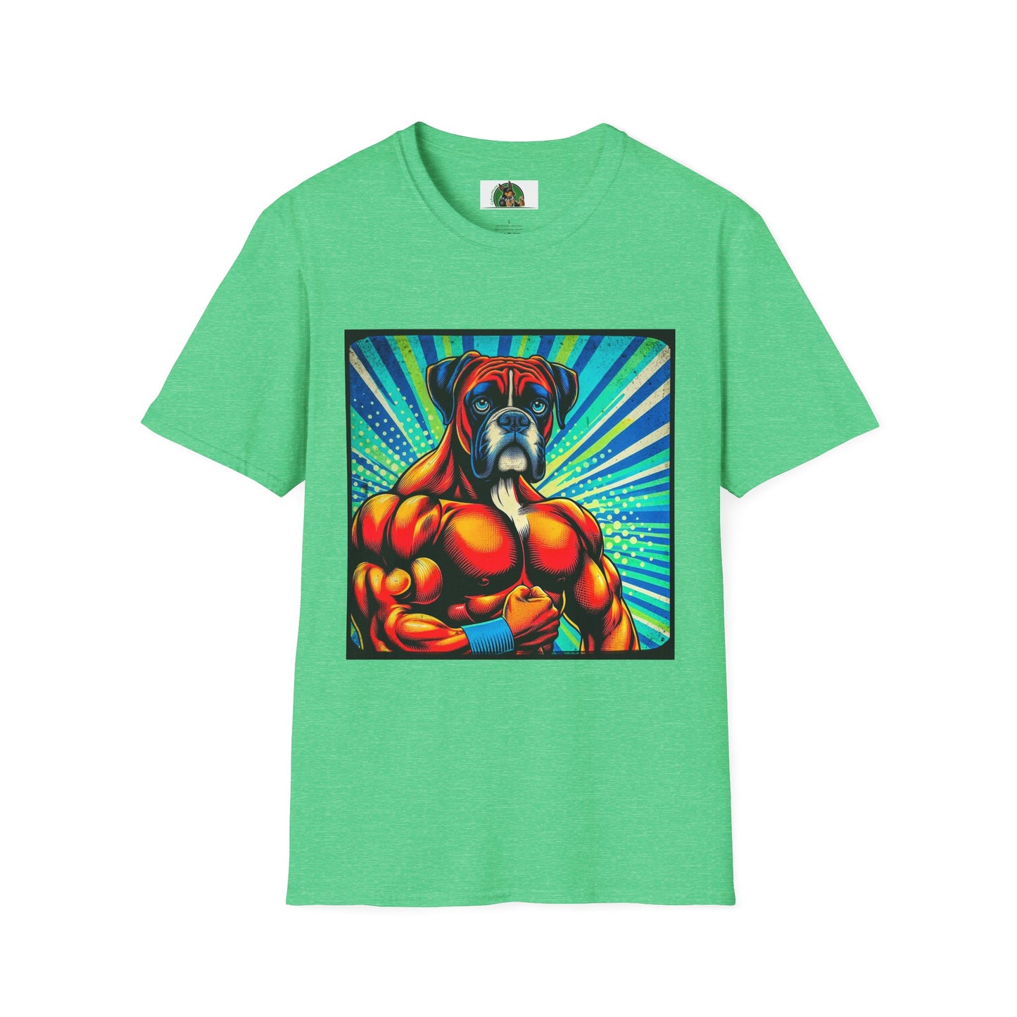 Boxer Muscle Dog T-Shirt Printify S Heather Irish Green