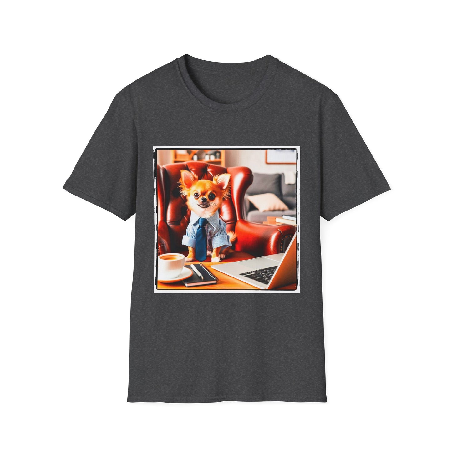 Chihuahua working man t shirt T-Shirt Printify XS Dark Heather