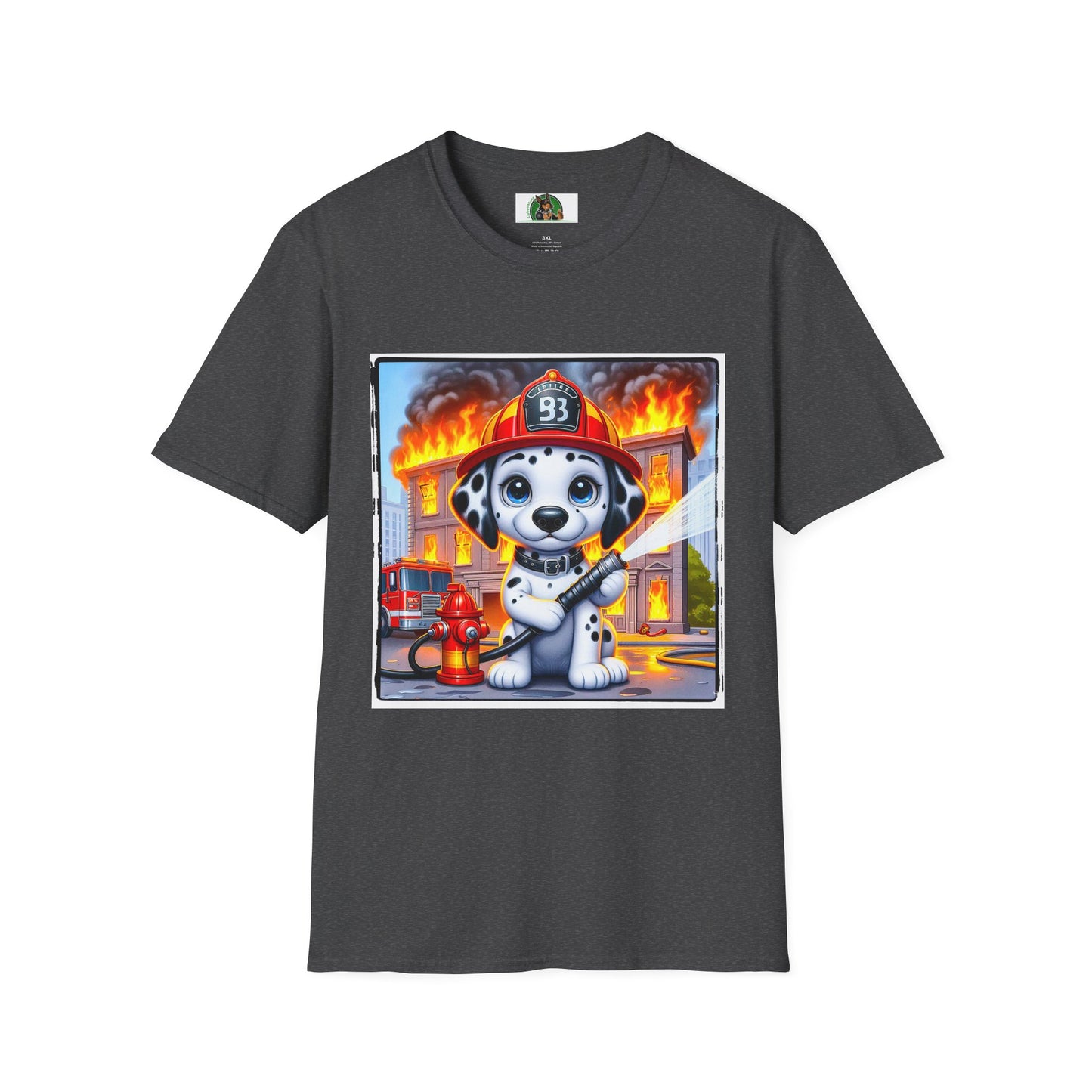Dalmatian blazing fire t shirt T-Shirt Printify XS Dark Heather