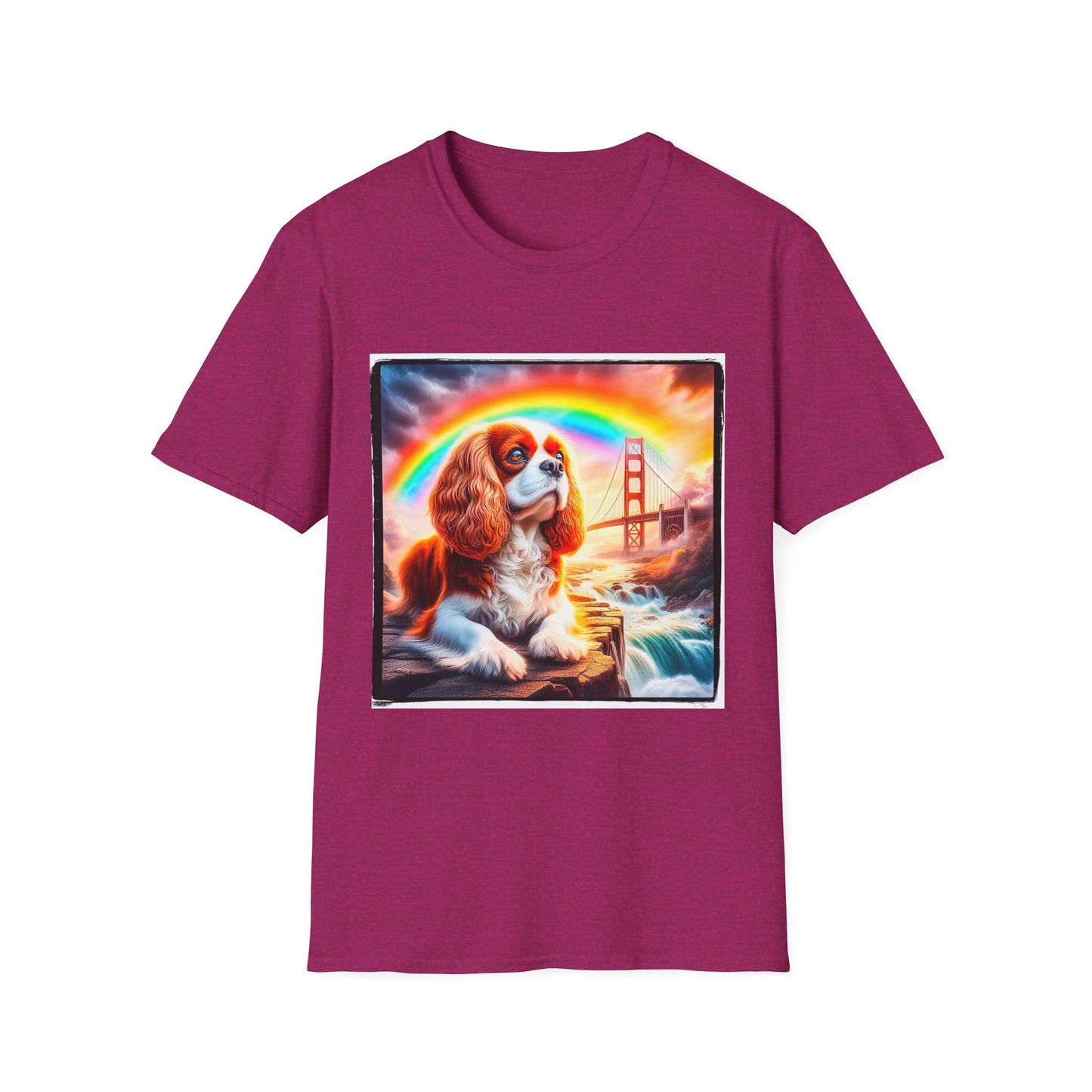 Cavalier King Charles Spaniel Rainbow Bridge TShirt T-Shirt Printify S Antique Heliconia