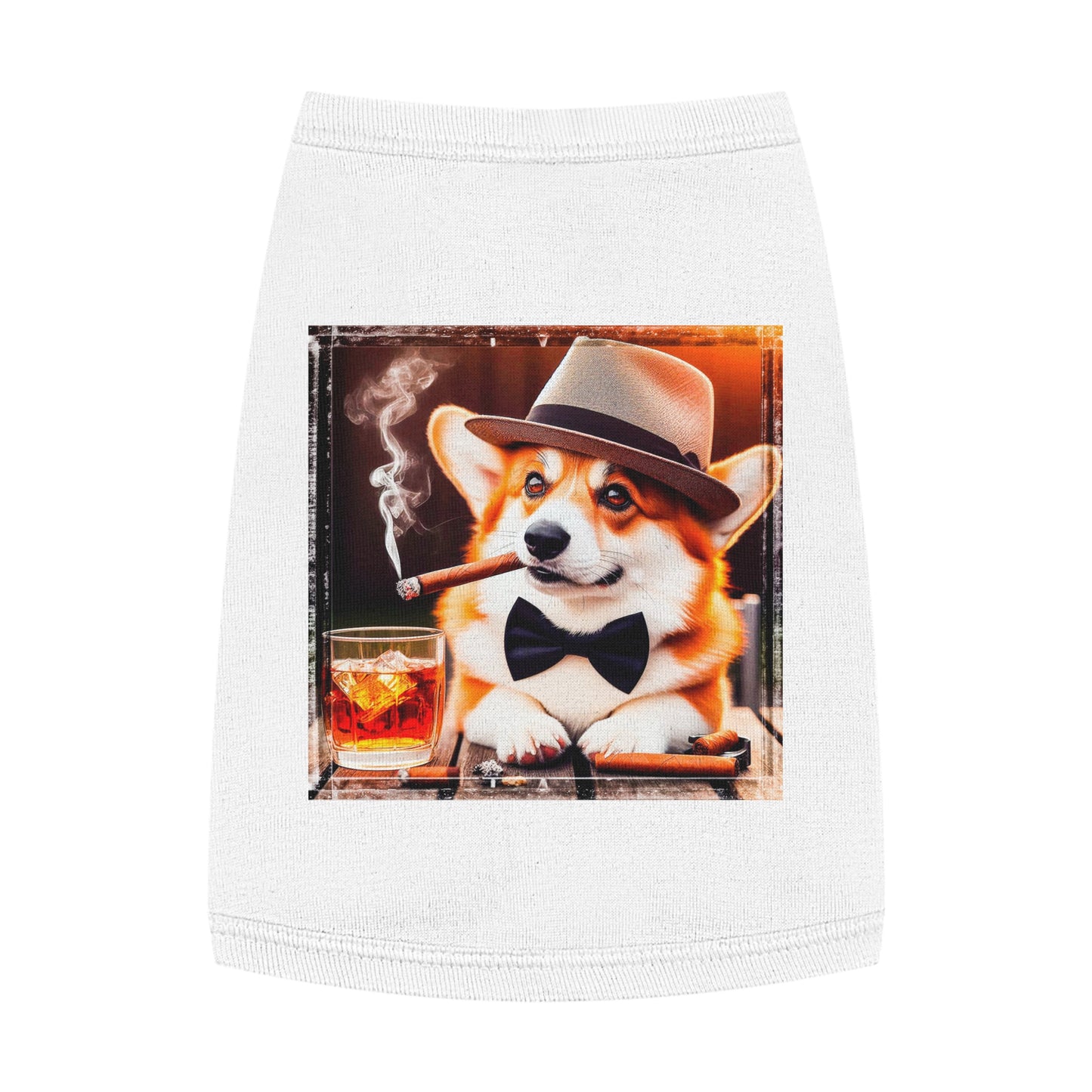 Pembroke Welsh Corgi cigars and whiskey Pets Printify M White