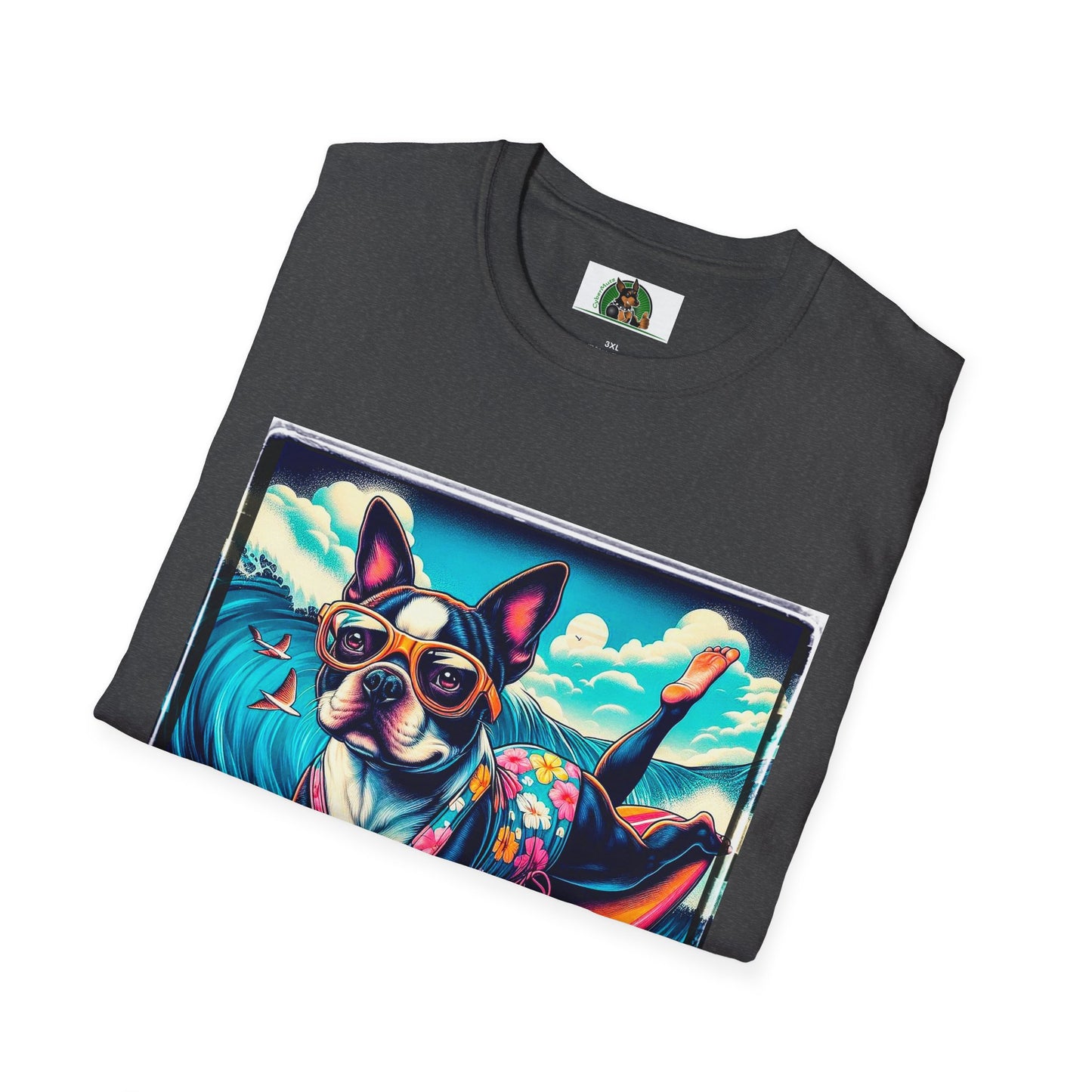 Boston Terrier Surfer Girl Shirt T-Shirt Printify