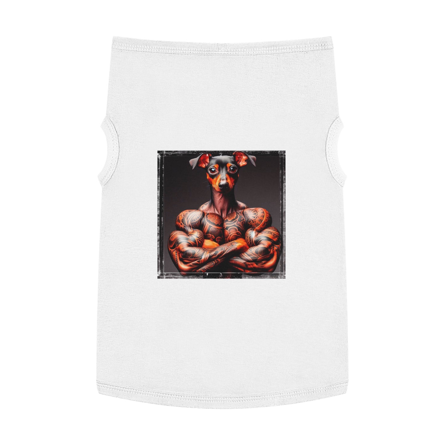 Dog Tank Top - Min Pin Tank Tops tiny muscles Pets Printify XL White