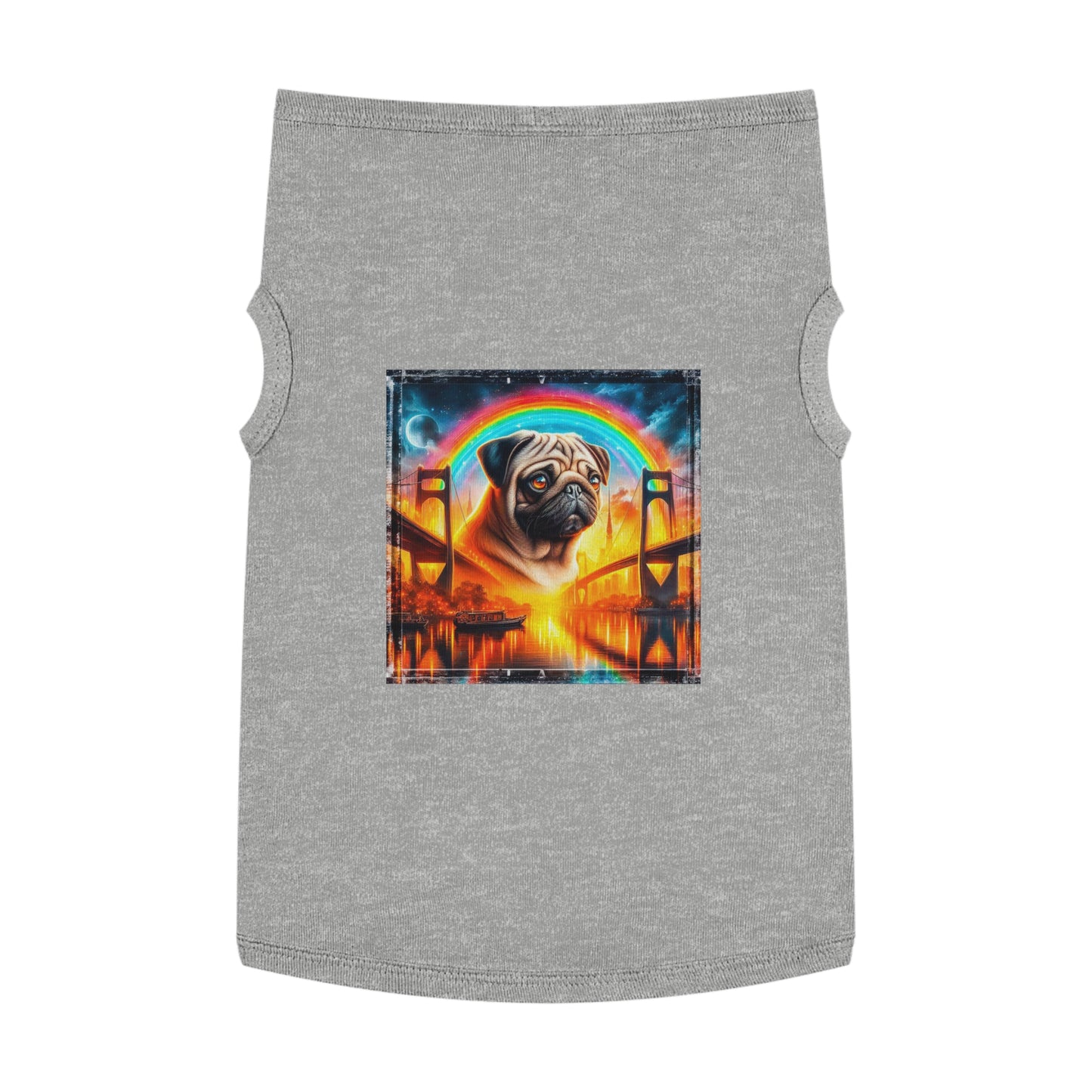 Pet Tank Top Pug bridge and rainbow Pets Printify XL Heather