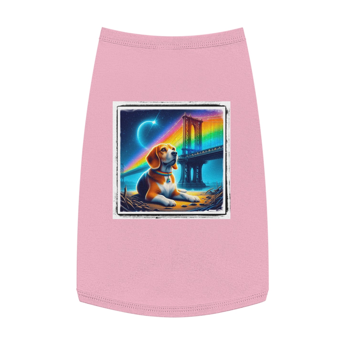Pet Tank Top Beagle Rainbow Bridge Night Pets Printify