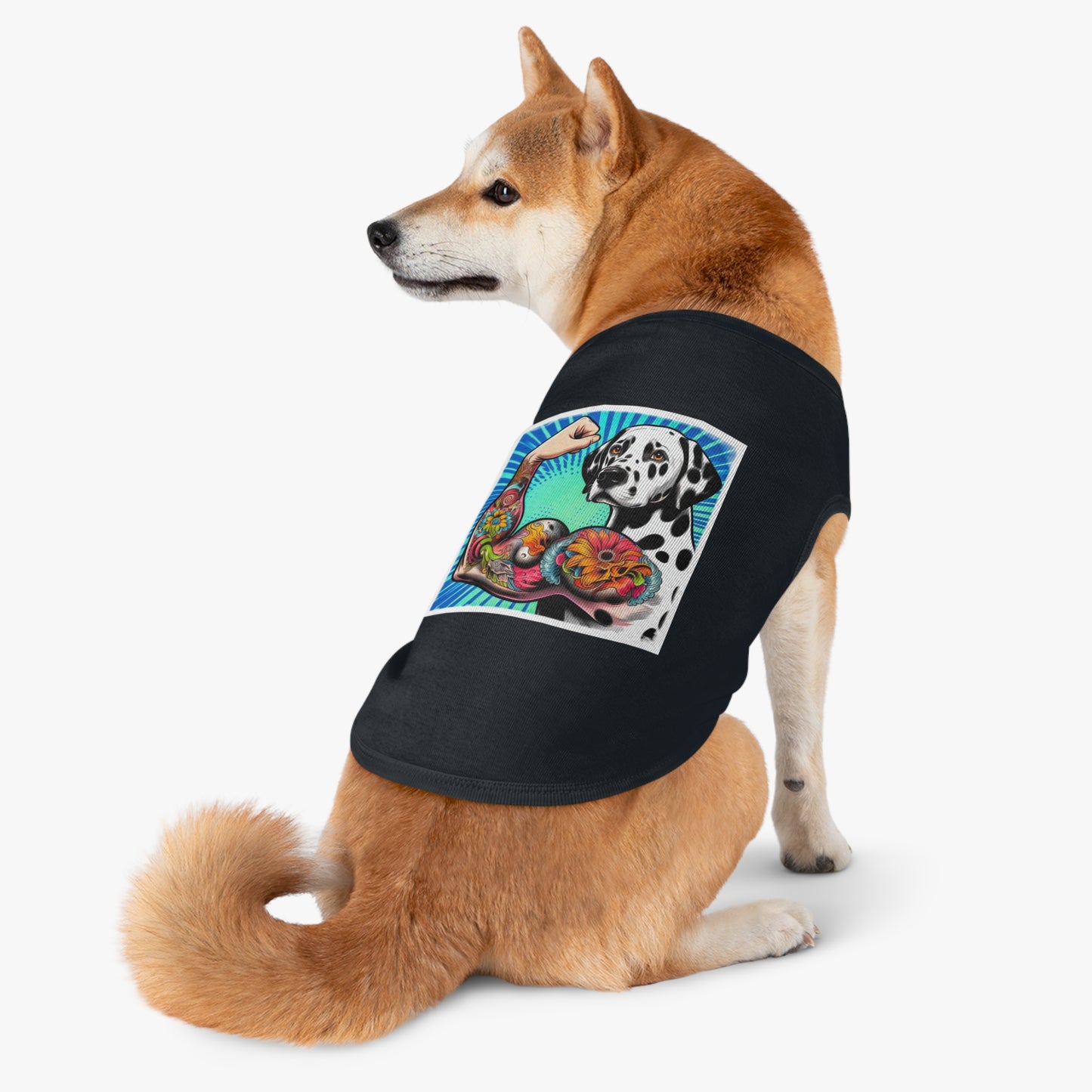 Pet Tank Top Dalmatian exercising t shirt Pets Printify
