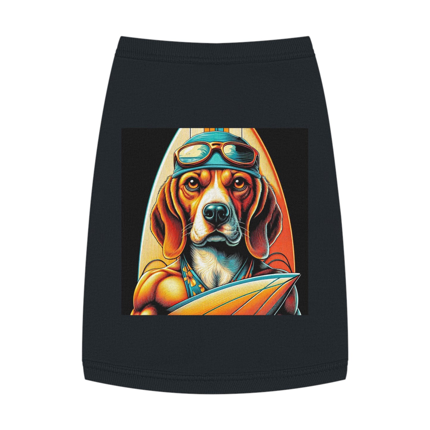 Pet Tank Top Beagle Surfer Dog Pets Printify M Black