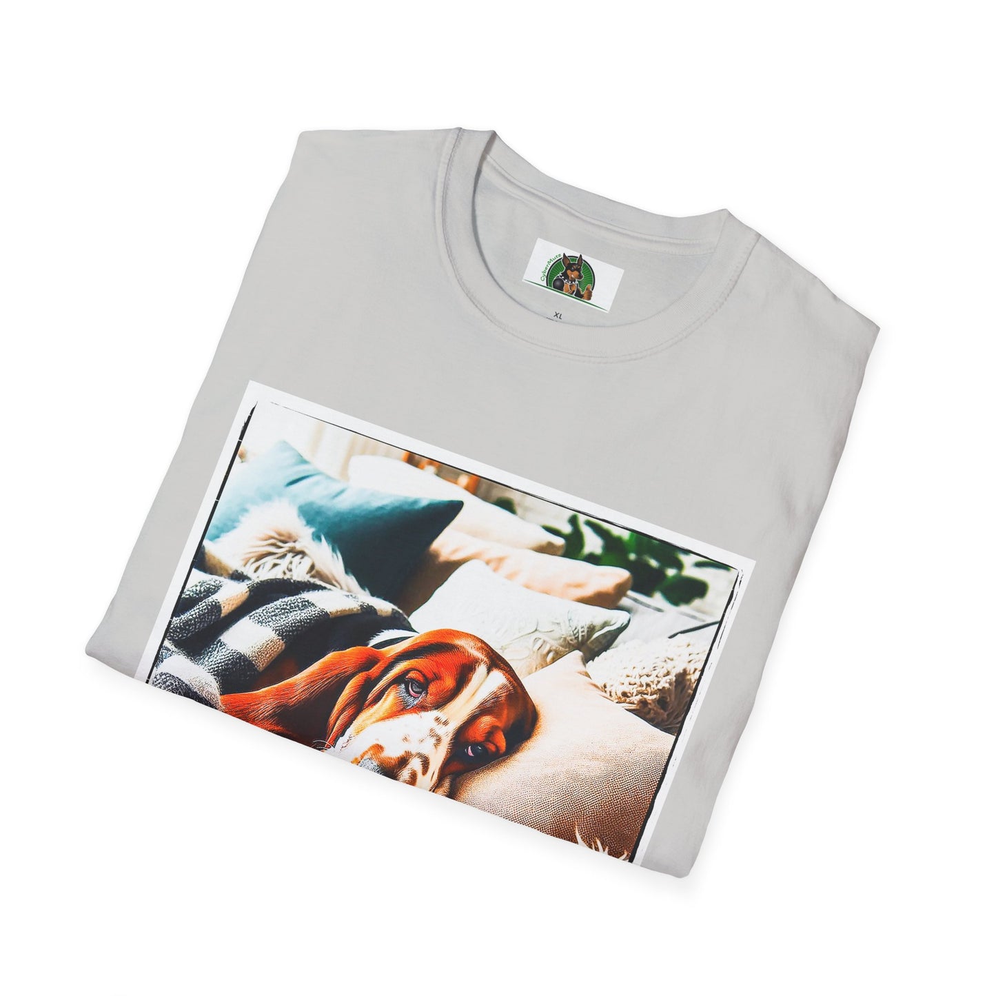 Basset Hound Sleeping In Comfy Blanket