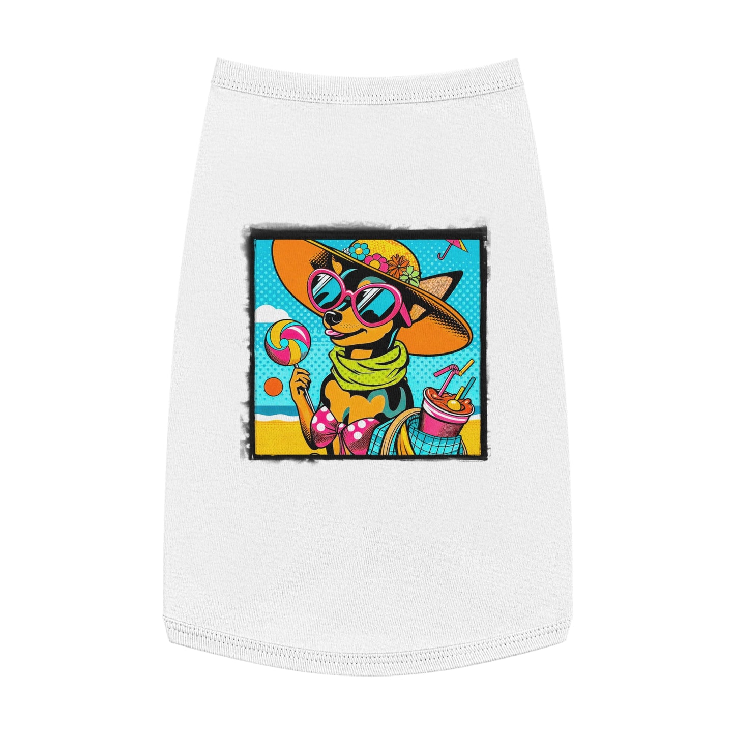 Min Pin Tank Tops beach babe Pets Printify L White