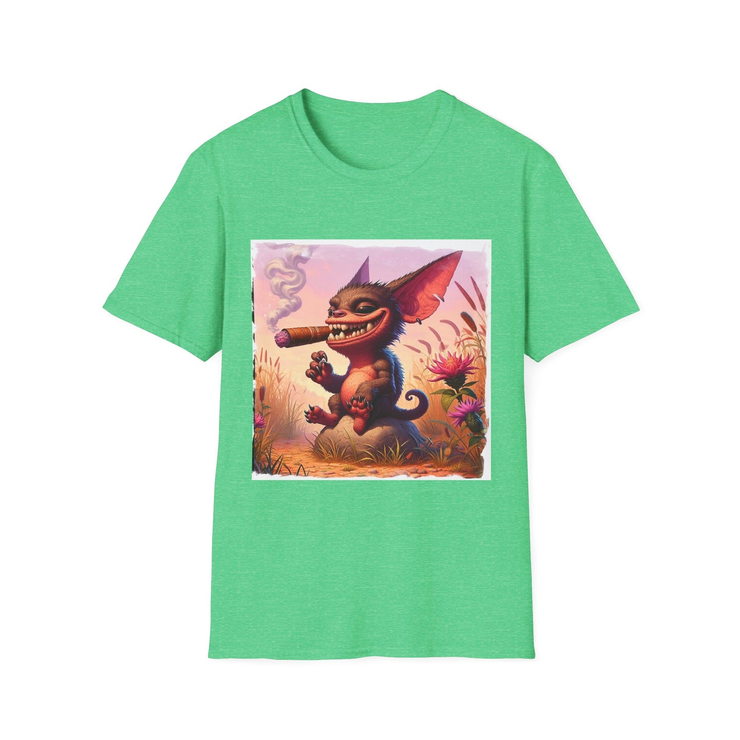 Chupacabra happily smoking t shirt T-Shirt Printify S Heather Irish Green