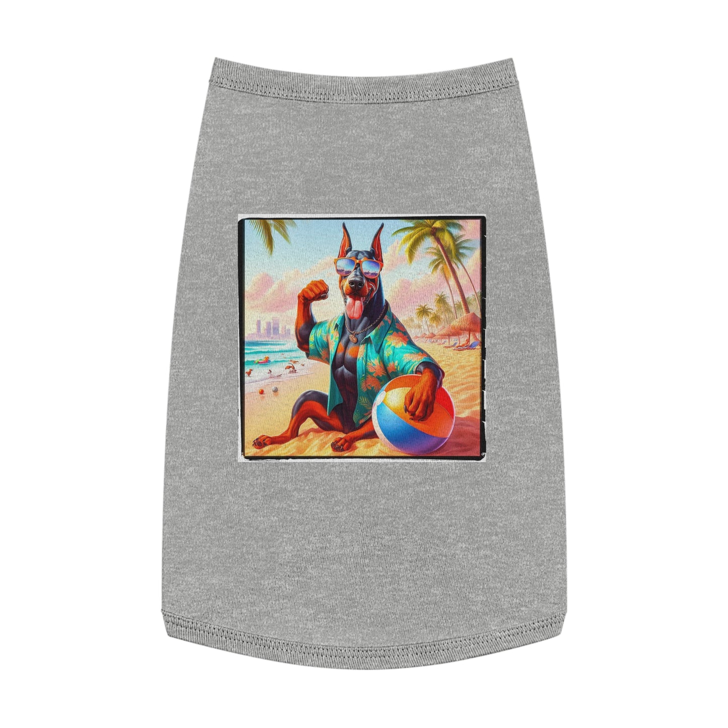 Pet Tank Top Doberman fun in the sun t shirt Pets Printify L Heather