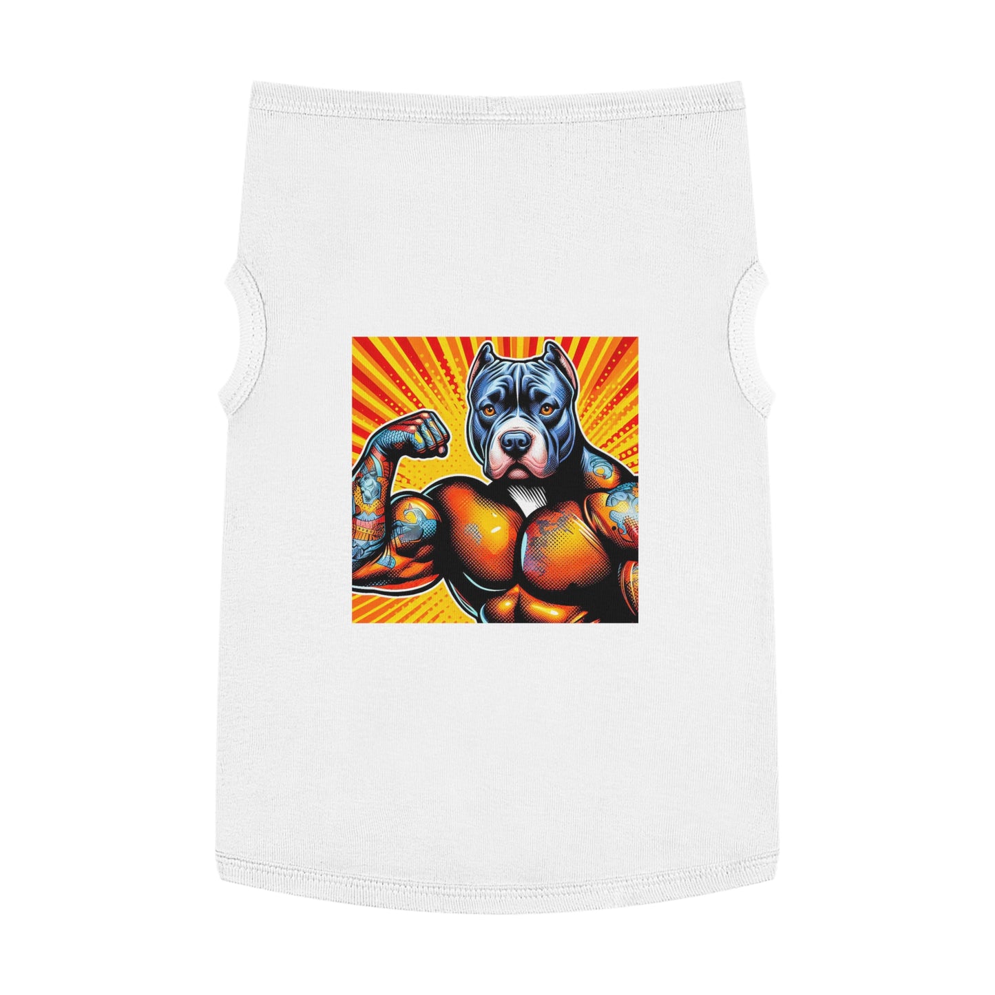 Pet Tank Top Pit Bull arm flexing Pets Printify XL White