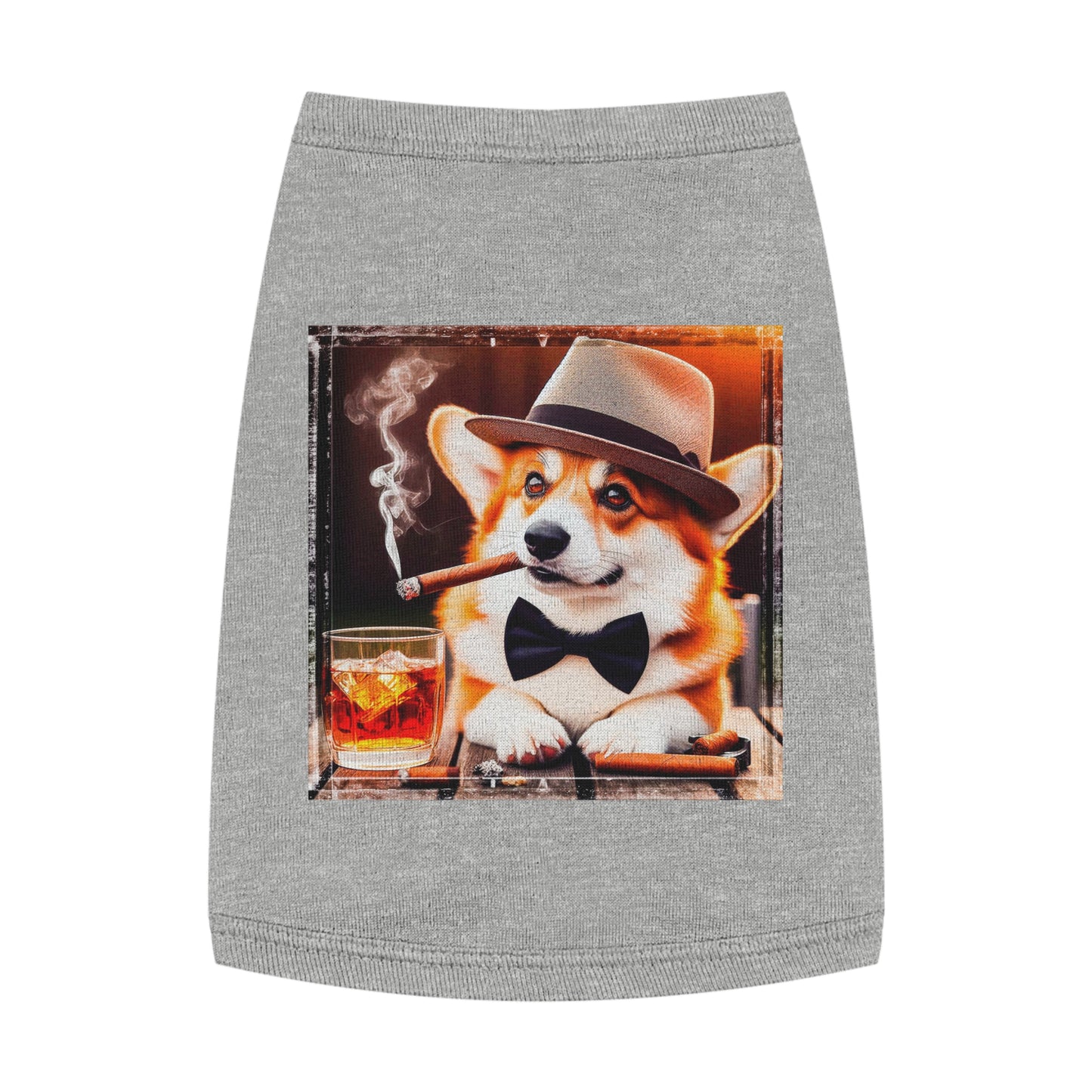 Pembroke Welsh Corgi cigars and whiskey Pets Printify M Heather