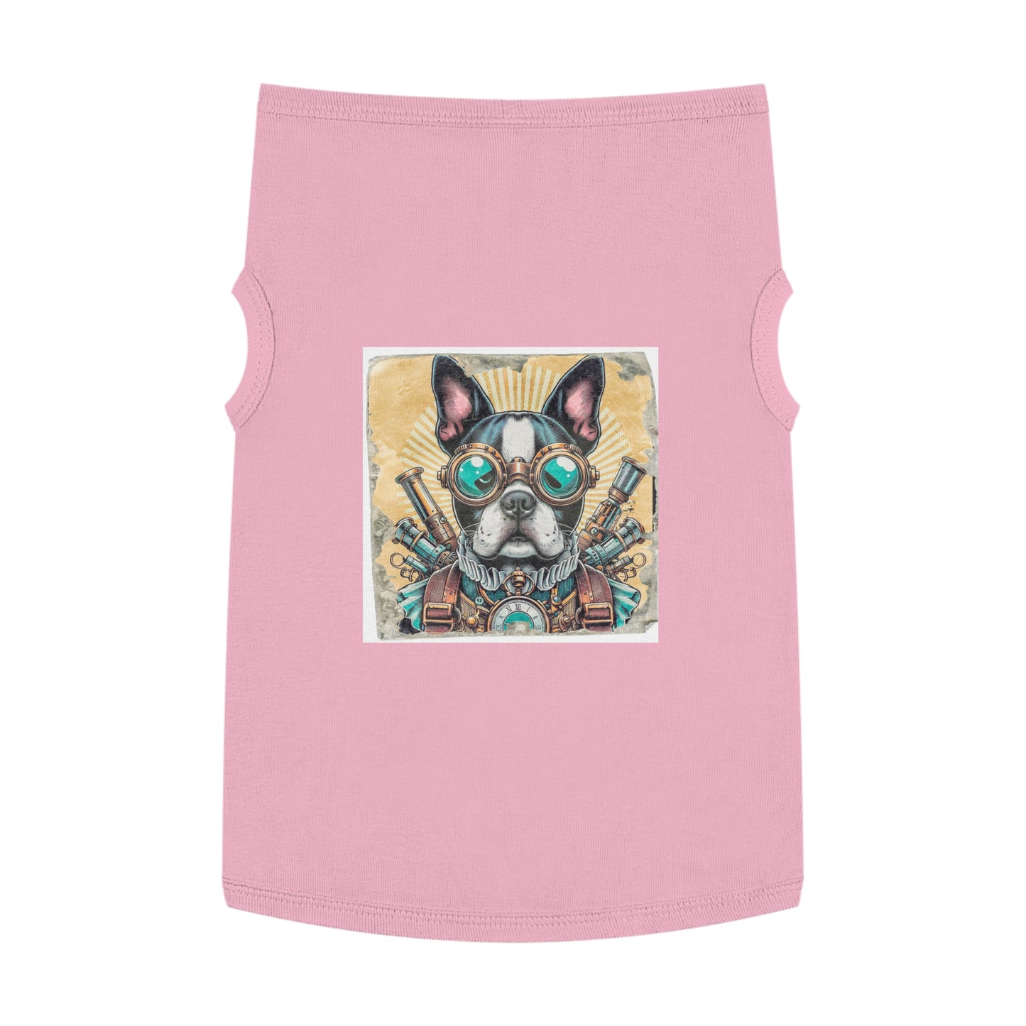 Pet Tank Top Boston Terrier In Steampunk Clothes Pets Printify XL Pink
