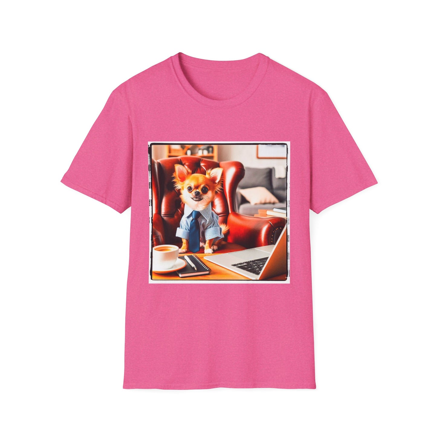 Chihuahua working man t shirt T-Shirt Printify S Heather Heliconia