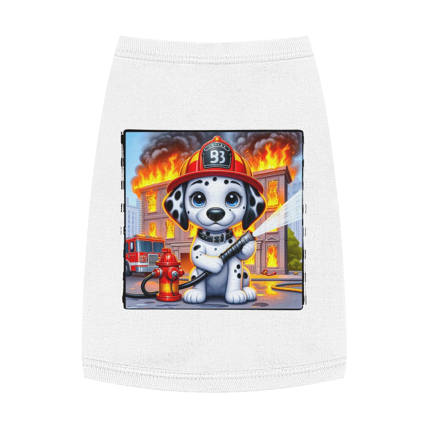 Pet Tank Top Dalmatian small fireman t shirt Pets Printify