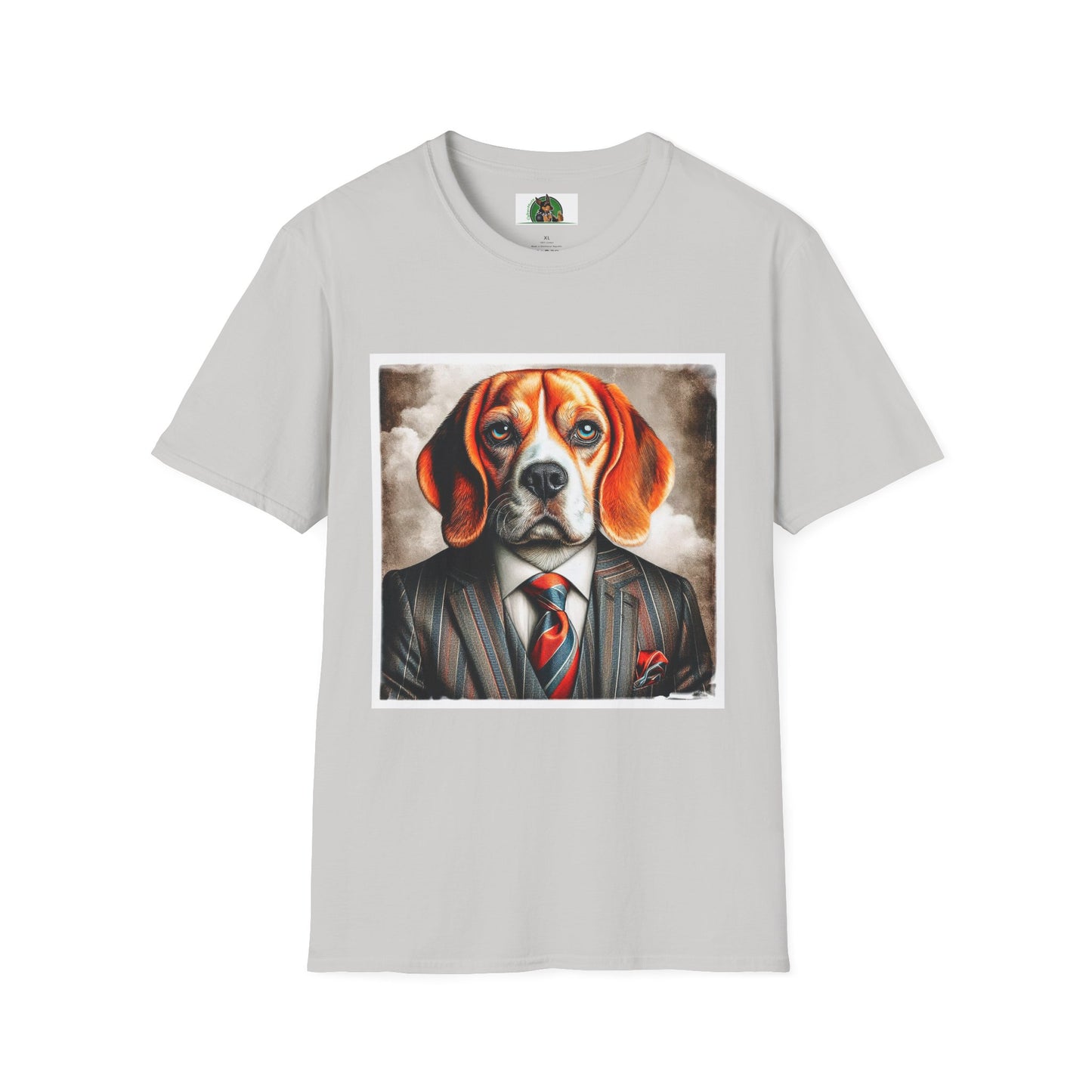 Beagle Wearing Power Suit T-Shirt Printify S Ice Grey
