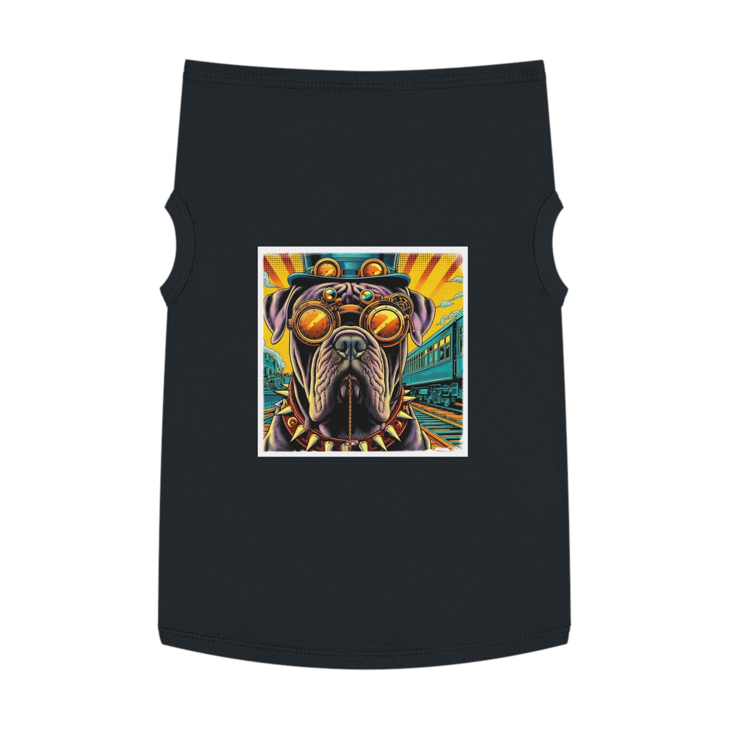 Pet Tank Top Cane Corso Spiked Collar Steampunk Dog Pets Printify XL Black