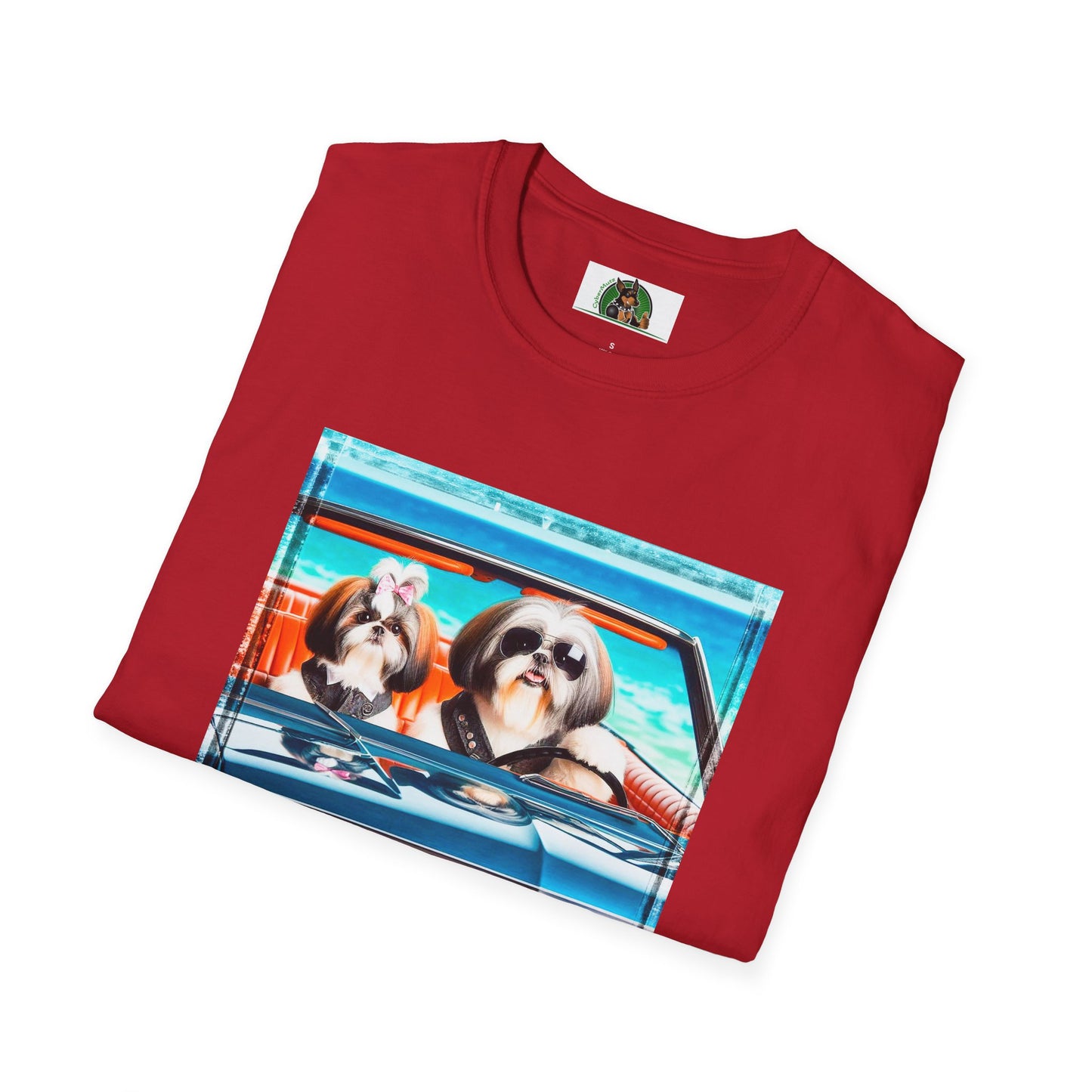 Wacky Shih Tzu couple driving