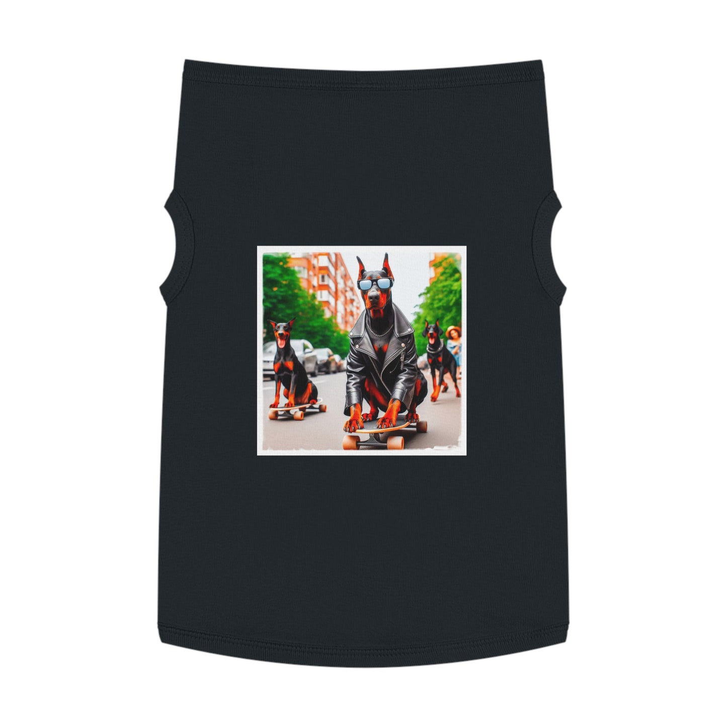 Pet Tank Top Doberman skating fun t shirt Pets Printify