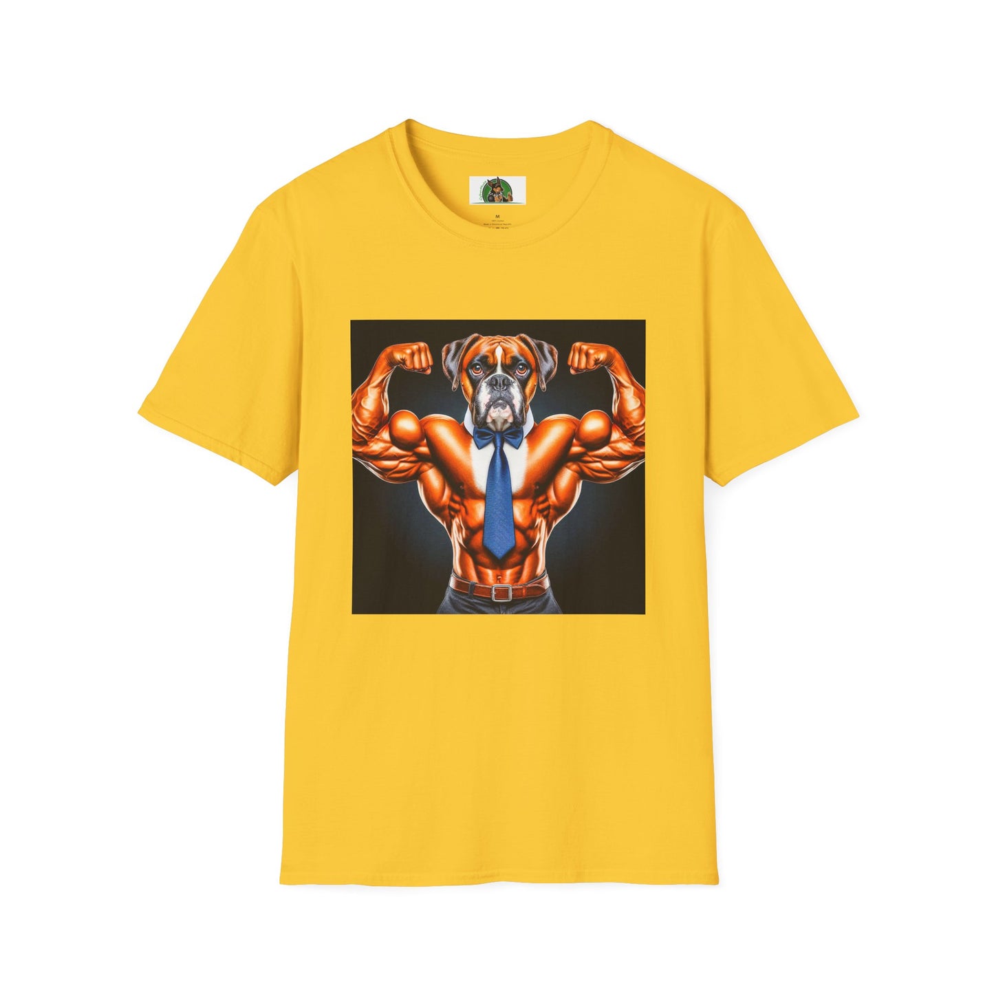 Boxer Muscle Dog Wearing Tie TShirt T-Shirt Printify S Daisy