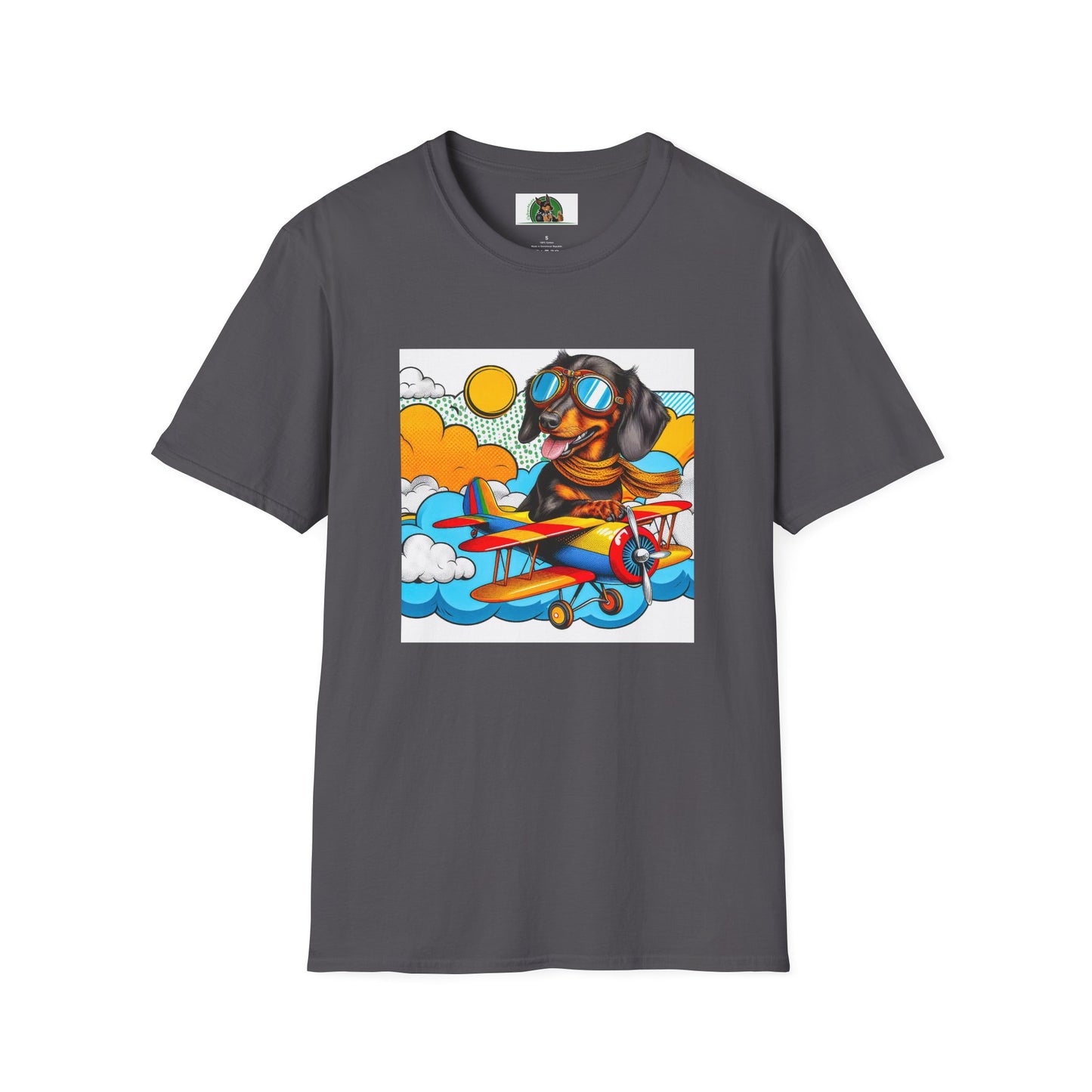 Dachshund pilot t shirt T-Shirt Printify Charcoal S