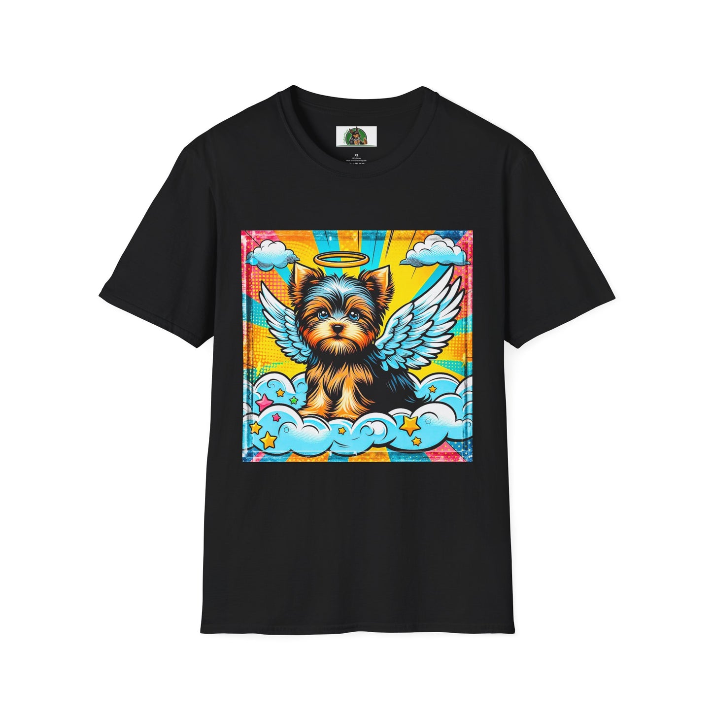 Yorkie pop art clouds shirt T-Shirt Printify XS Black