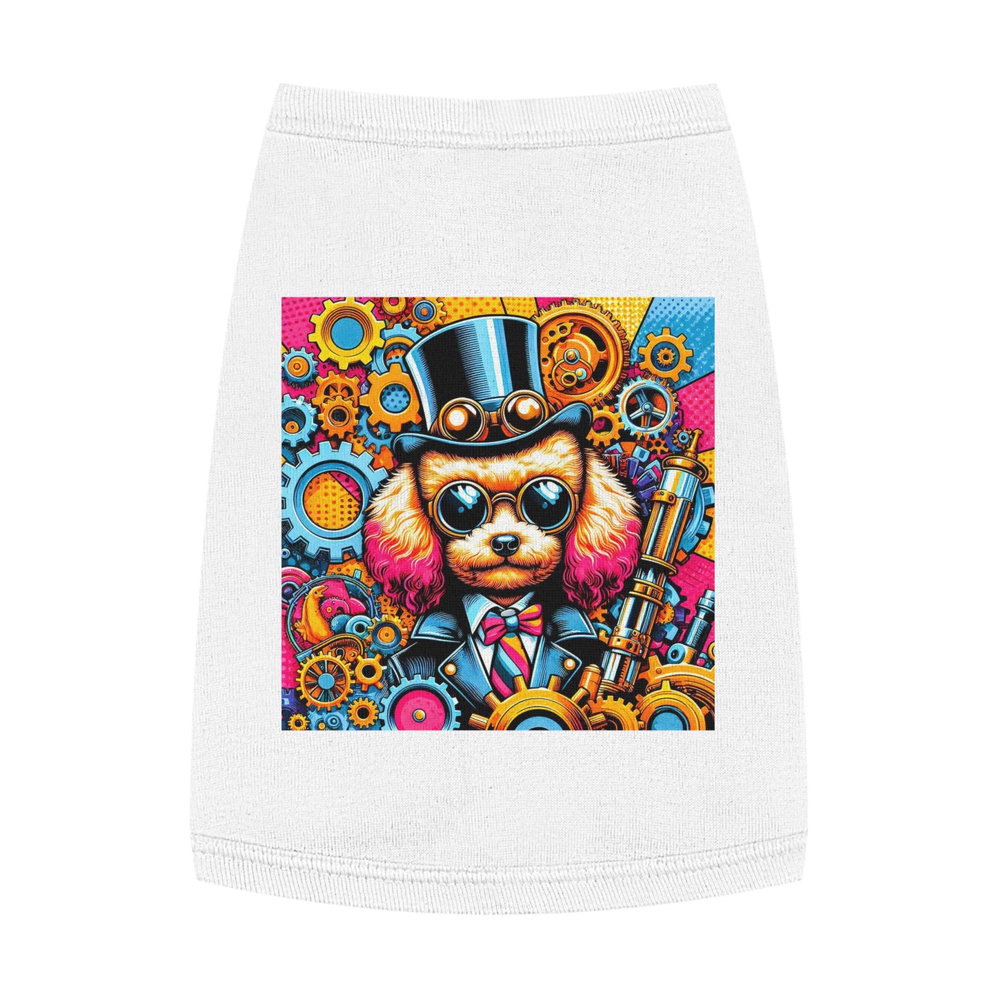 Pet Tank Top Poodle colorful gears Pets Printify M White