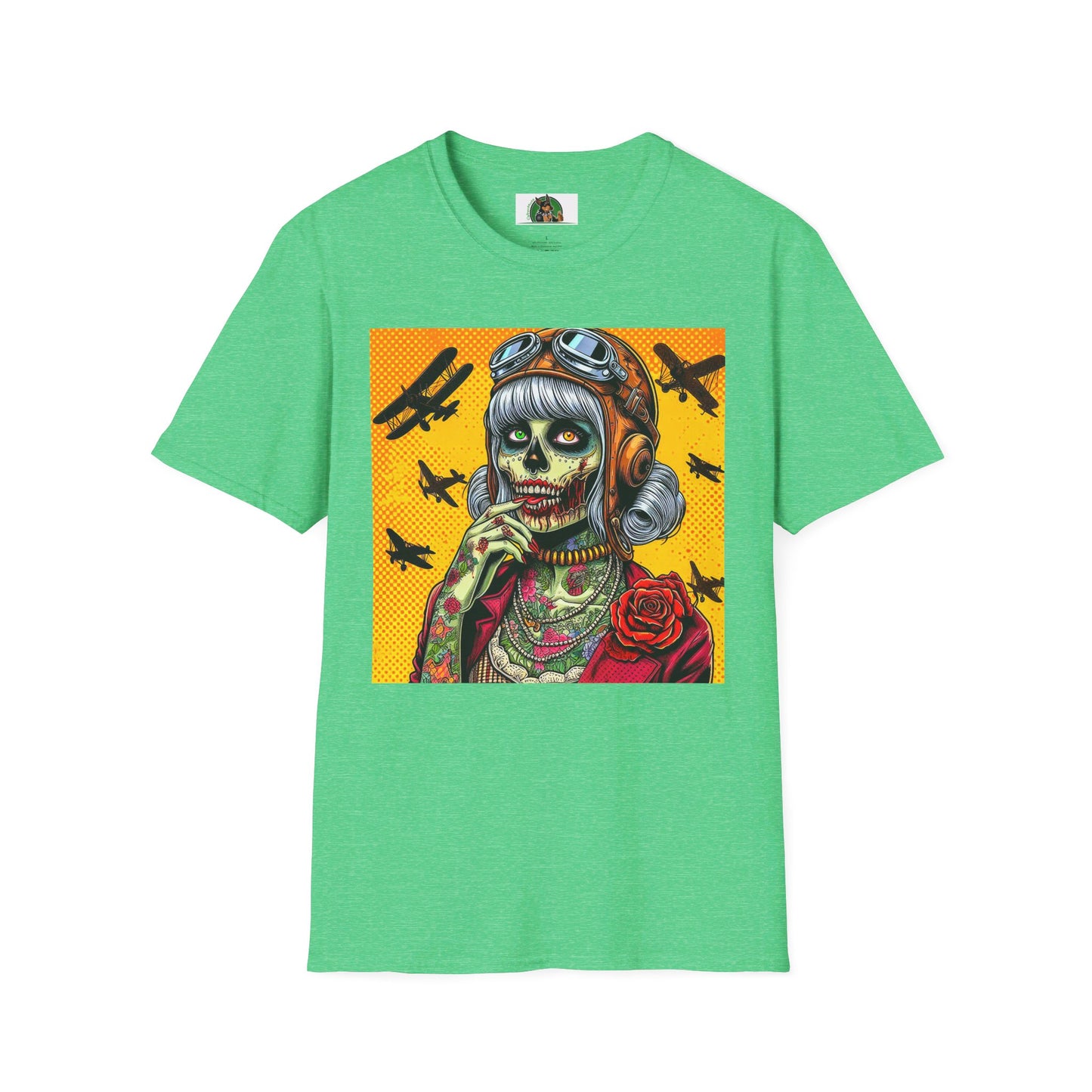 Zombie Girl T-Shirt Printify Heather Irish Green S