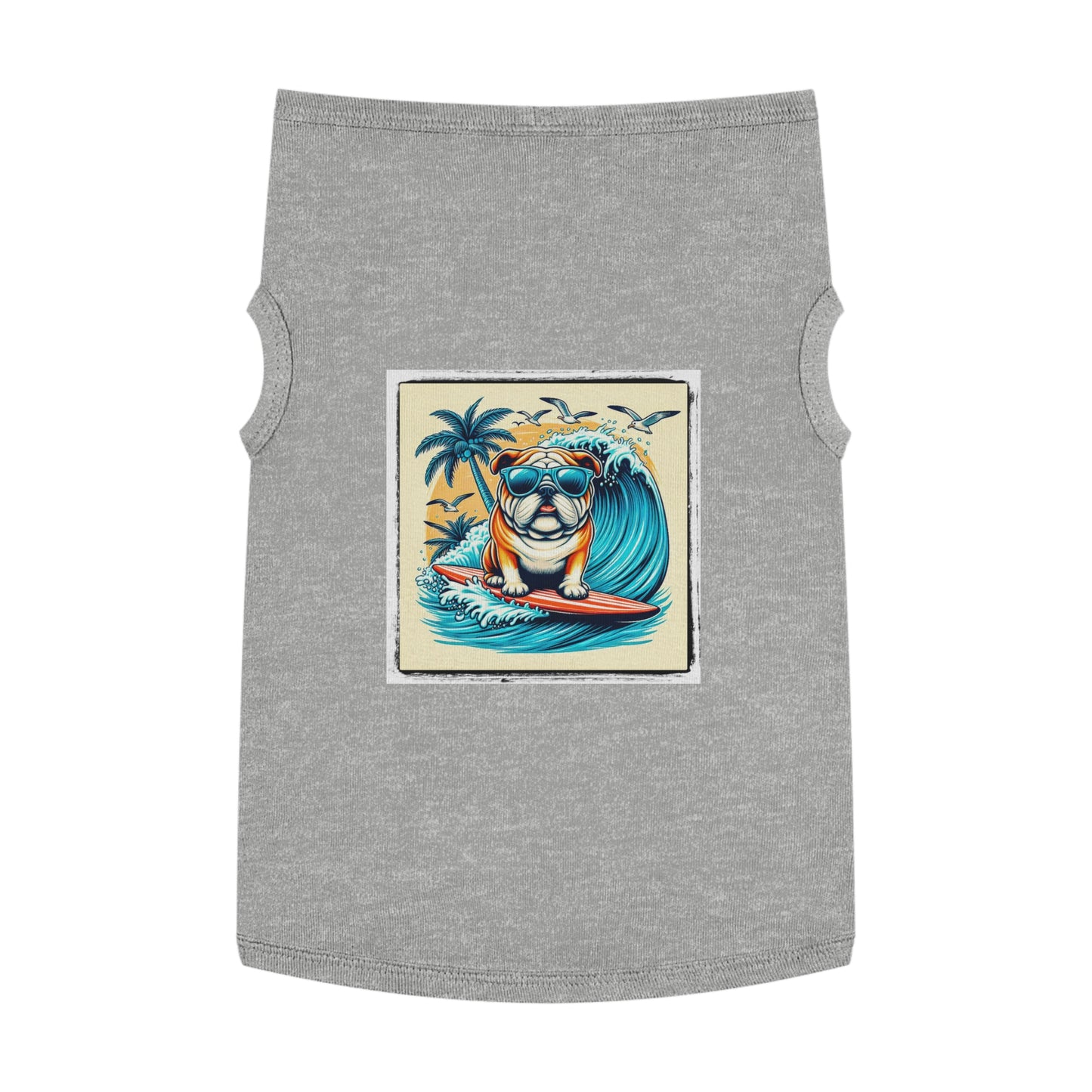 Pet Tank Top Bulldog Hawaiian surf t shirt Pets Printify XL Heather