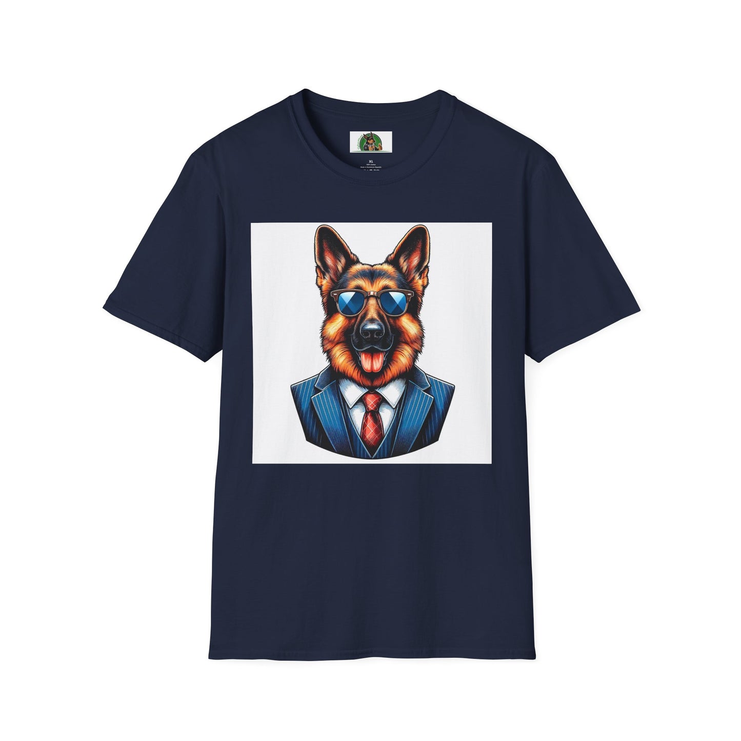 German Shepherd suit and tie T-Shirt Printify Navy S