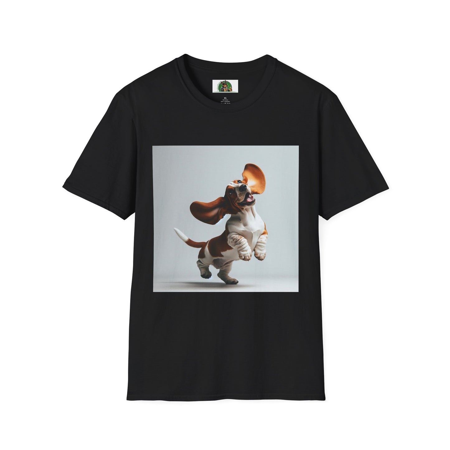 Bassett Hound T-Shirt - Dancing Dog Design T-Shirt Printify XS Black