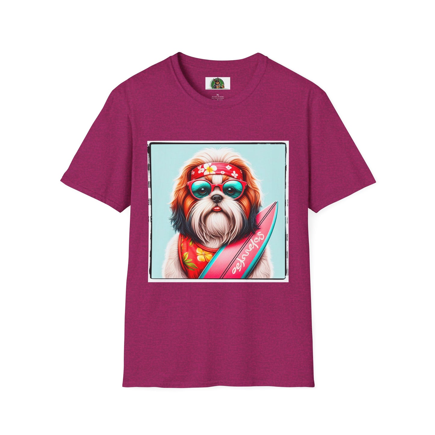 Shih Tzu surfer shirt T-Shirt Printify S Antique Heliconia