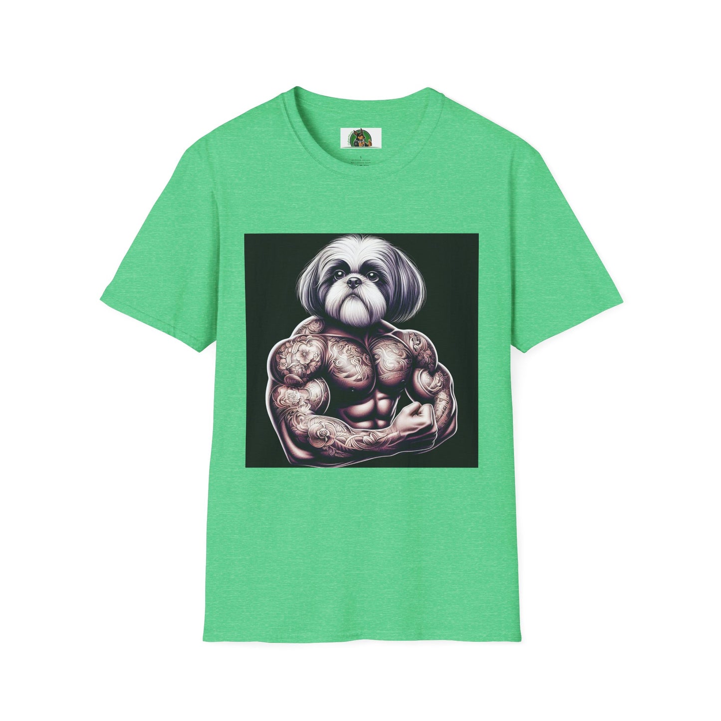 Shih Tzu muscles shirt T-Shirt Printify S Heather Irish Green