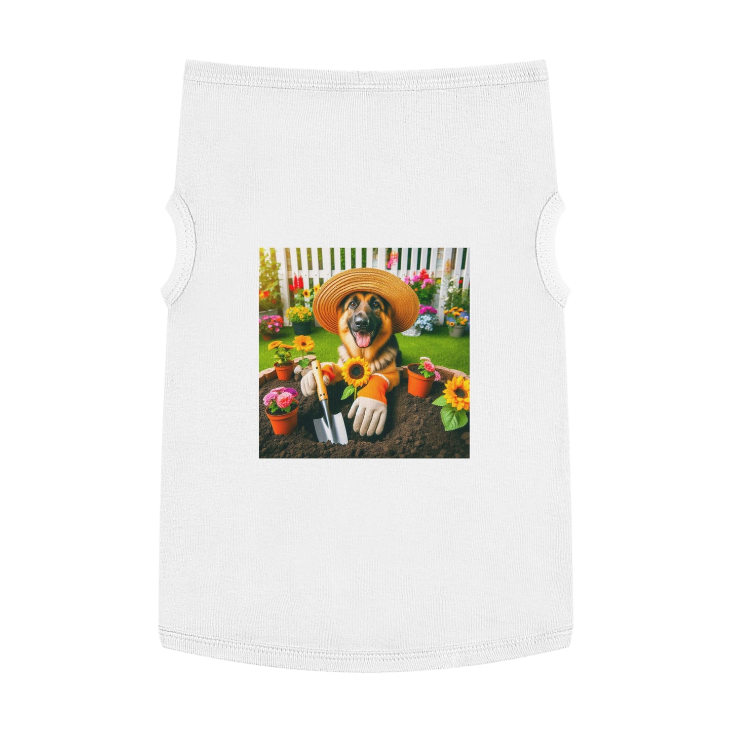 German Shepherd happy Gardner shirt Pets Printify XL White
